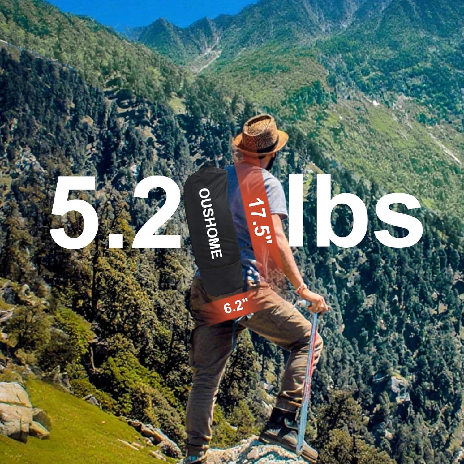 Cama de Camping Plegable Oushome Negra, Soporta 159kg, 2.27kg