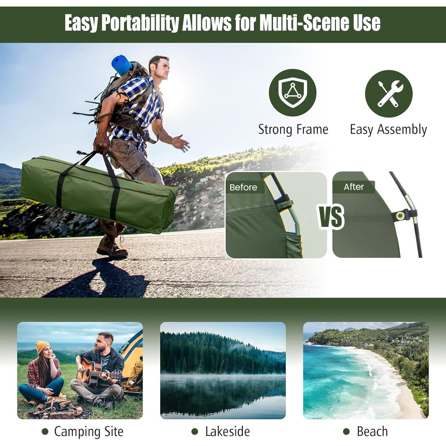 Tienda de Camping LDAILY Cot 5 en 1 para 1 Persona