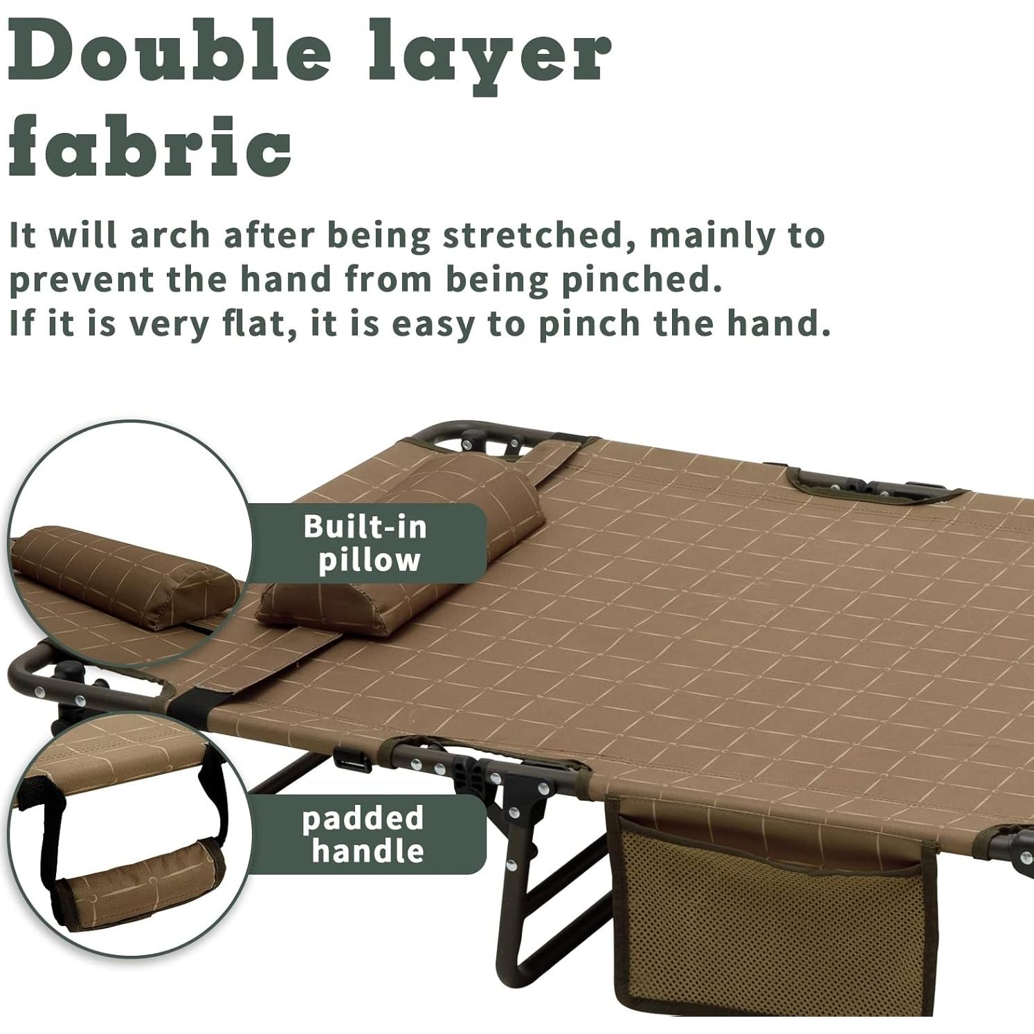 Cama de Camping Plegable SUNNYFEEL Caqui 136 kg Resistente