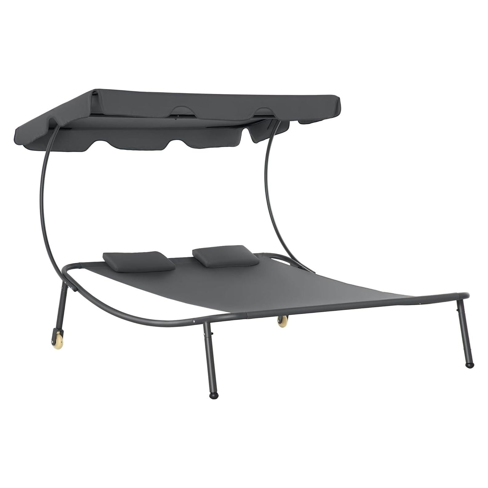 Sillón Doble de Patio Outsunny con Dosel Ajustable y Almohadas