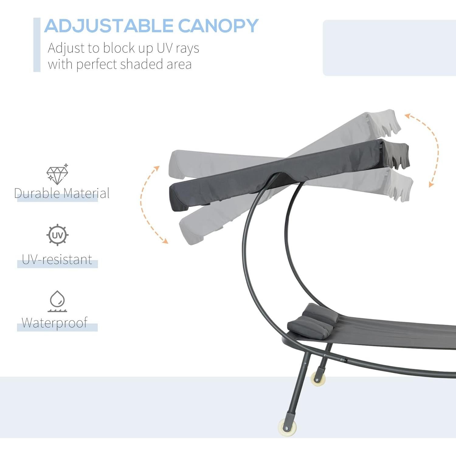 Sillón Doble de Patio Outsunny con Dosel Ajustable y Almohadas
