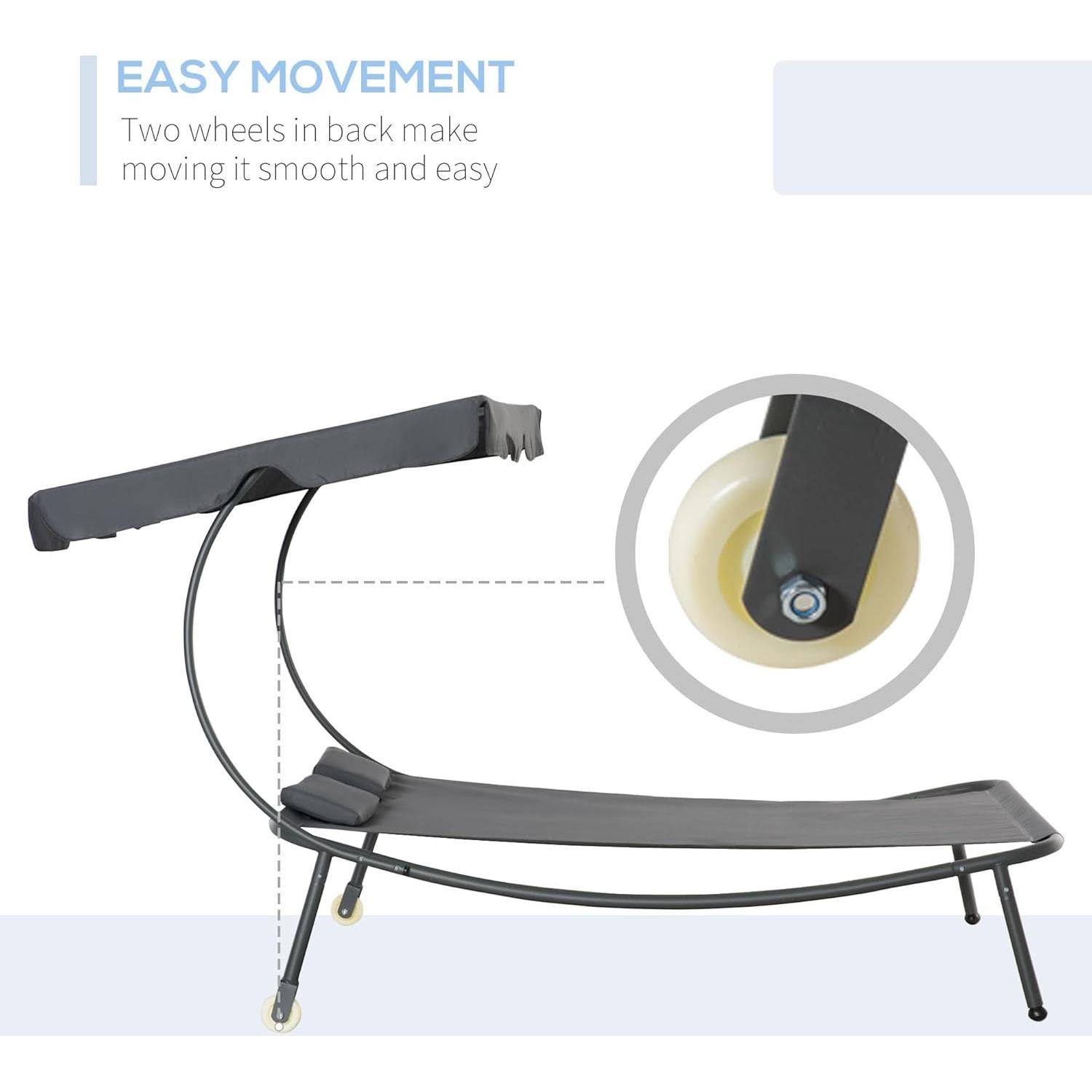 Sillón Doble de Patio Outsunny con Dosel Ajustable y Almohadas