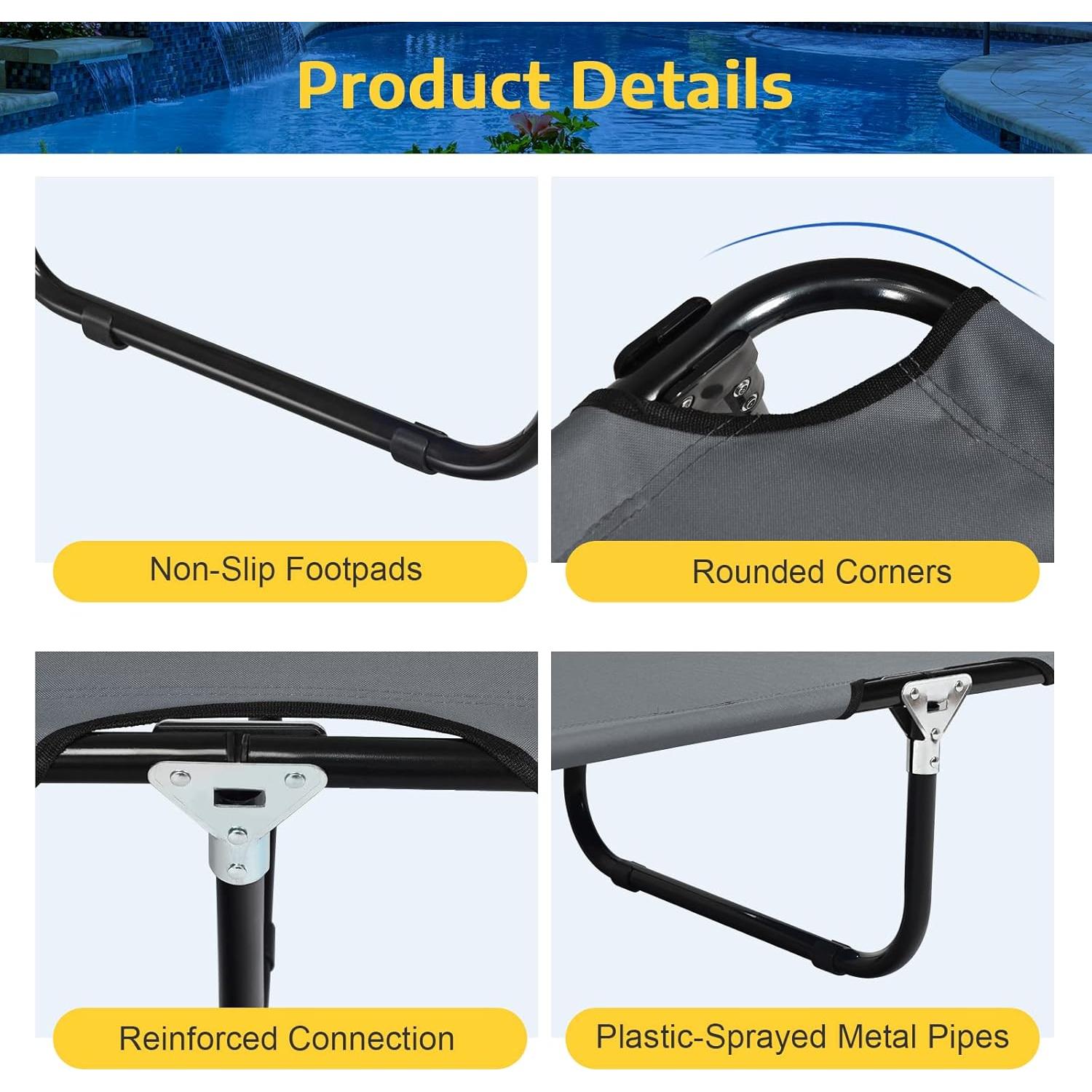 Cama de Camping Plegable Tangkula Gris, Estructura de Acero, 191.8x55.9 cm