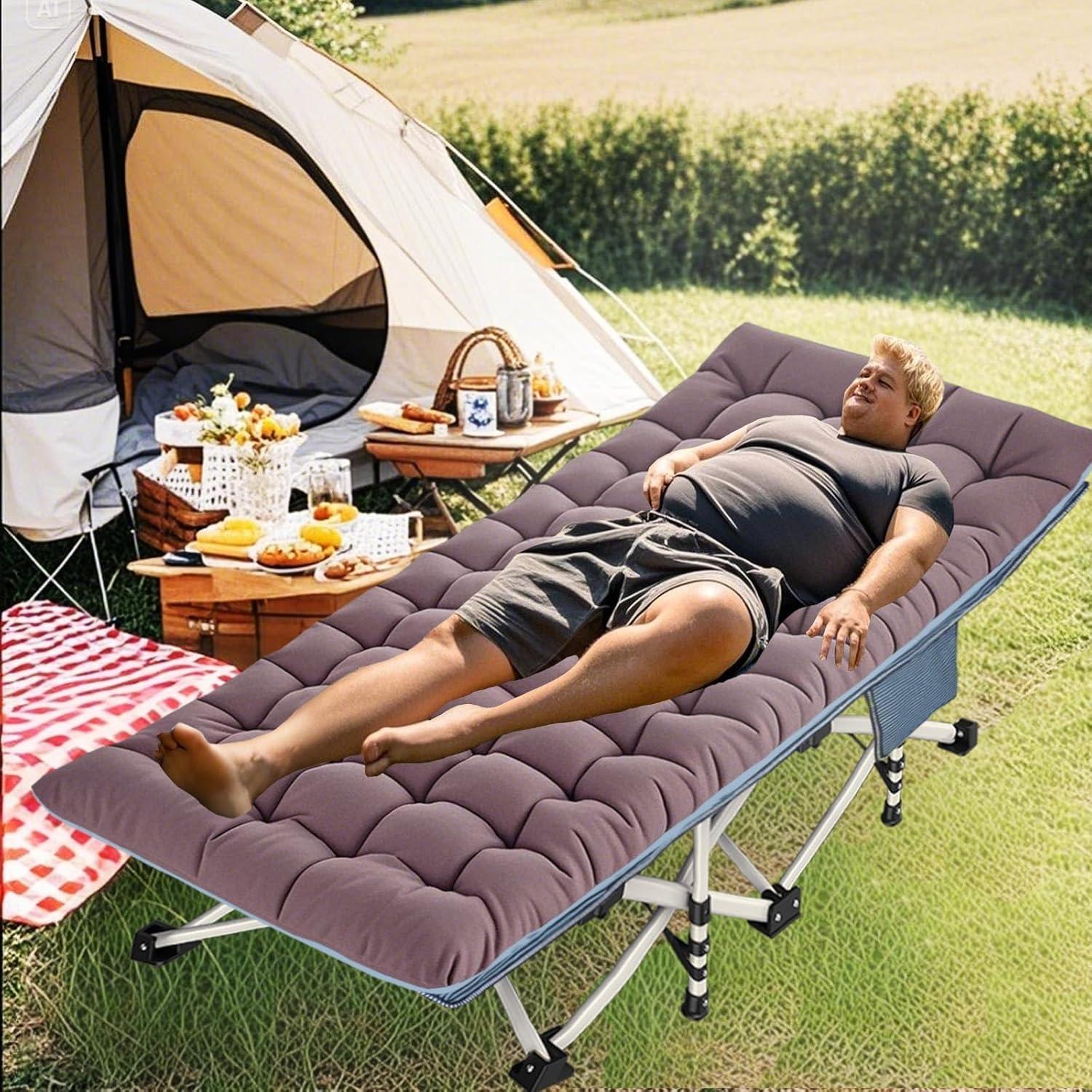 Cama de Camping Plegable XXL ZAMOTEO con Colchón Desmontable 81.3 cm