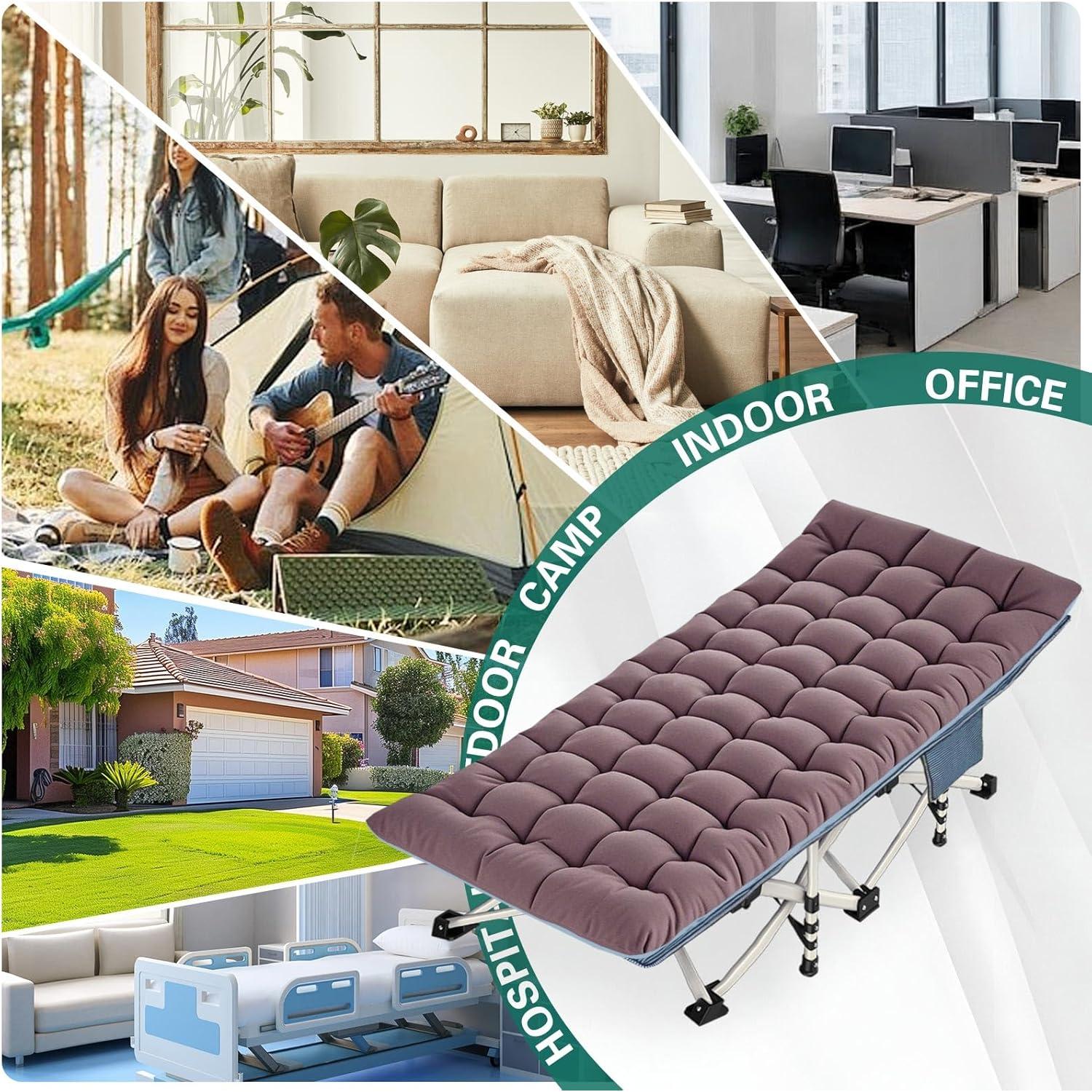 Cama de Camping Plegable XXL ZAMOTEO con Colchón Desmontable 81.3 cm