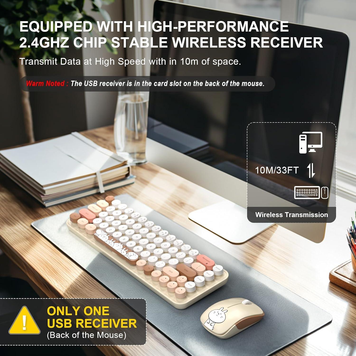 Combo Teclado y Ratón Inalámbricos FOPETT 2.4G Colorido