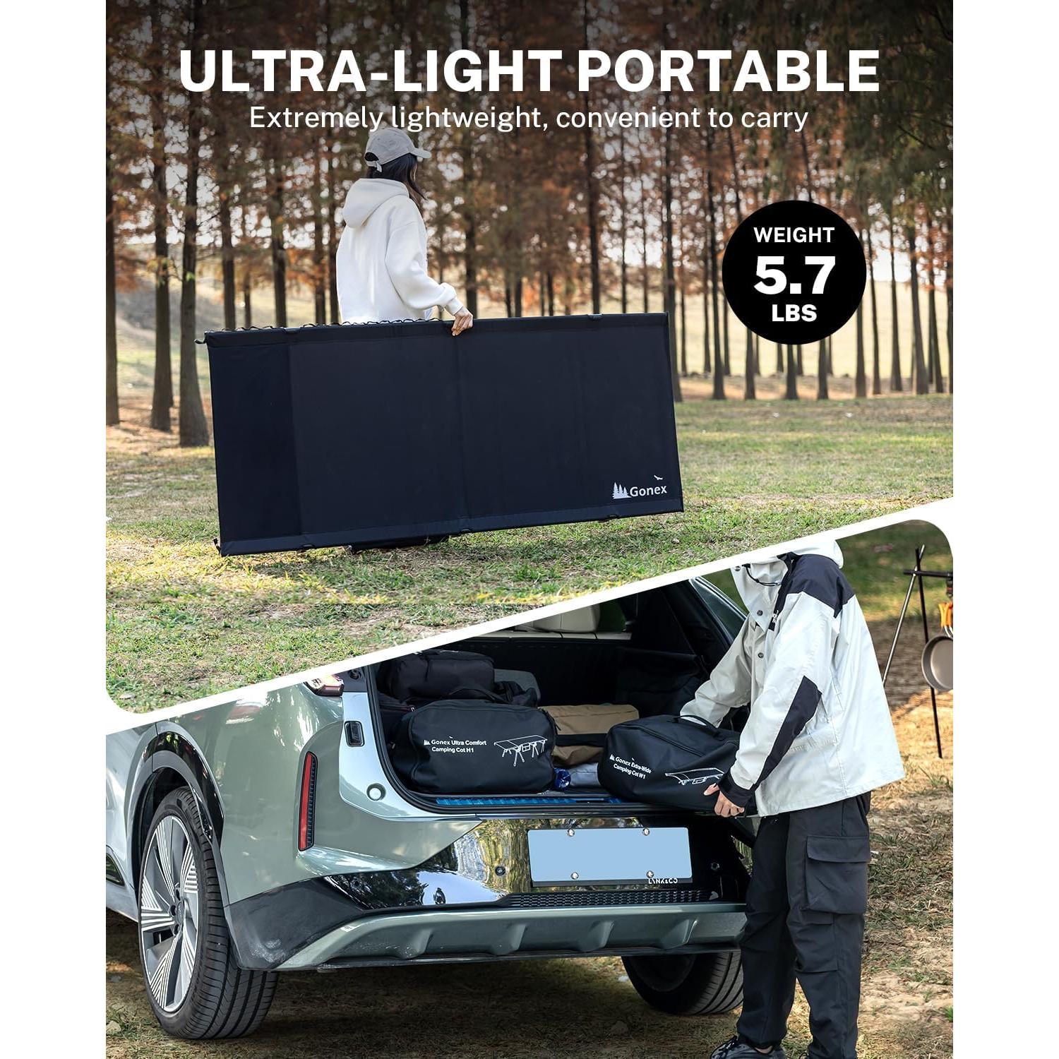 Silla de Camping Plegable Gonex 1.5 kg Extra Ancha 80 cm