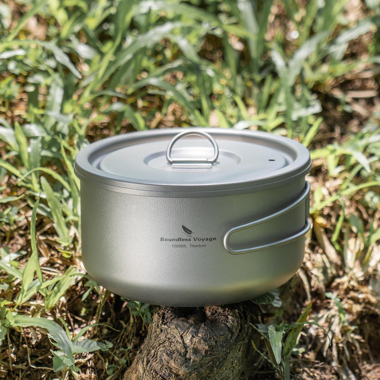 Olla de Titanio 1L Boundless Voyage para Camping y Cocina