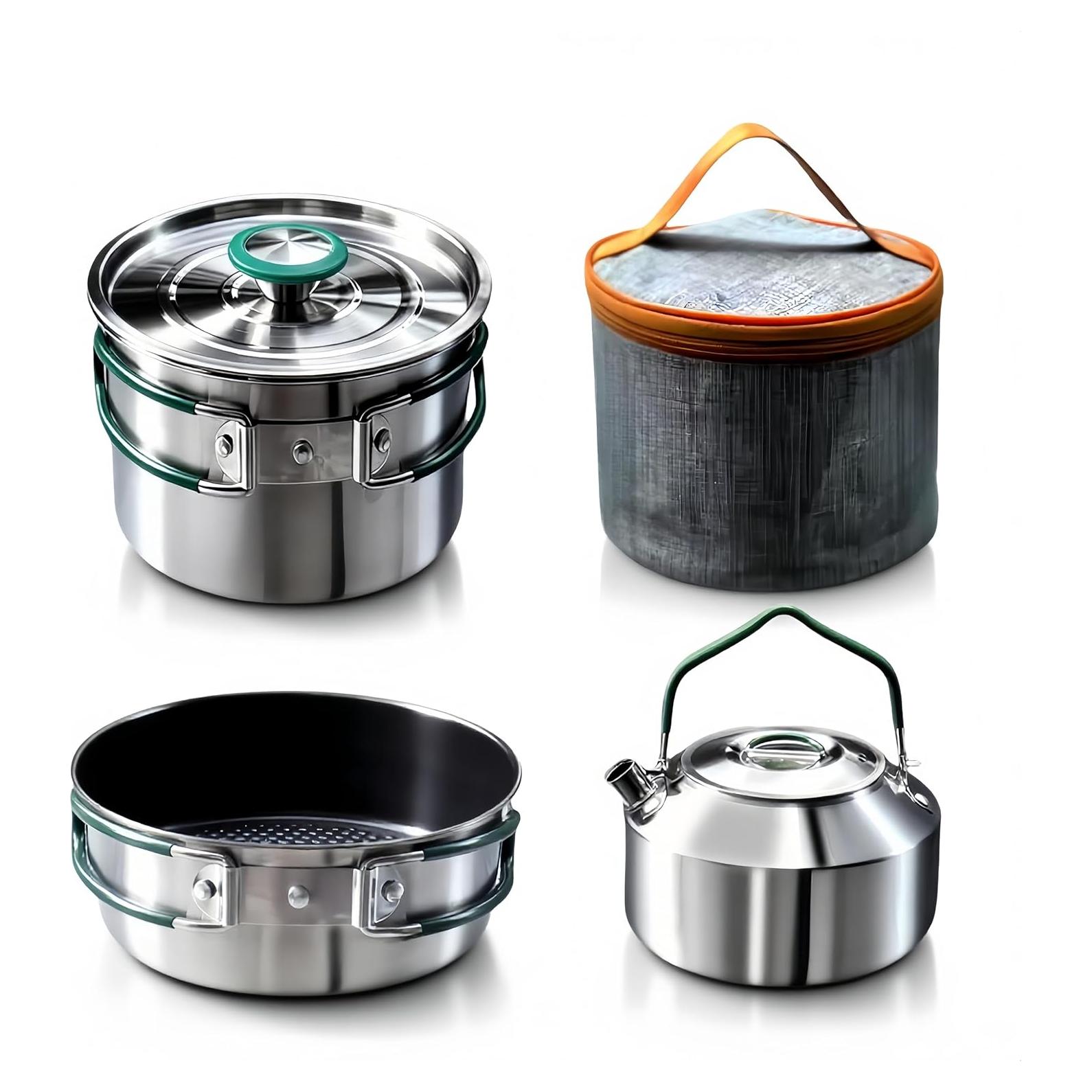 Juego de Utensilios de Cocina Camping Longtiming - Acero Inoxidable