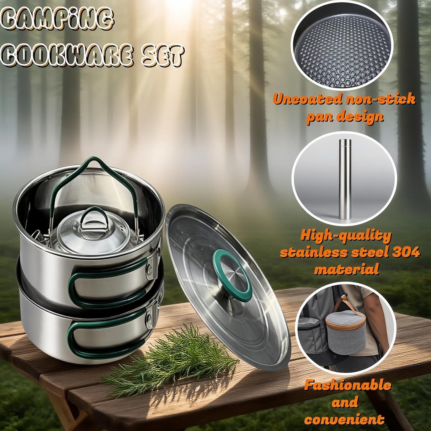 Juego de Utensilios de Cocina Camping Longtiming - Acero Inoxidable