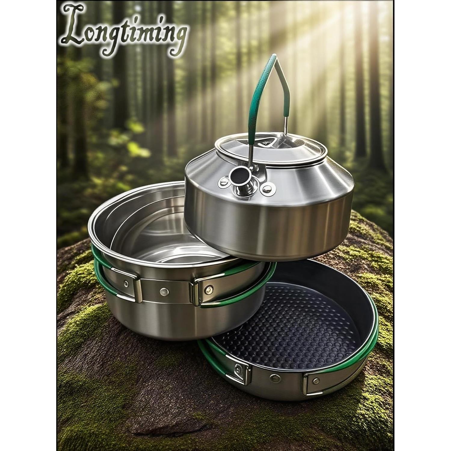 Juego de Utensilios de Cocina Camping Longtiming - Acero Inoxidable