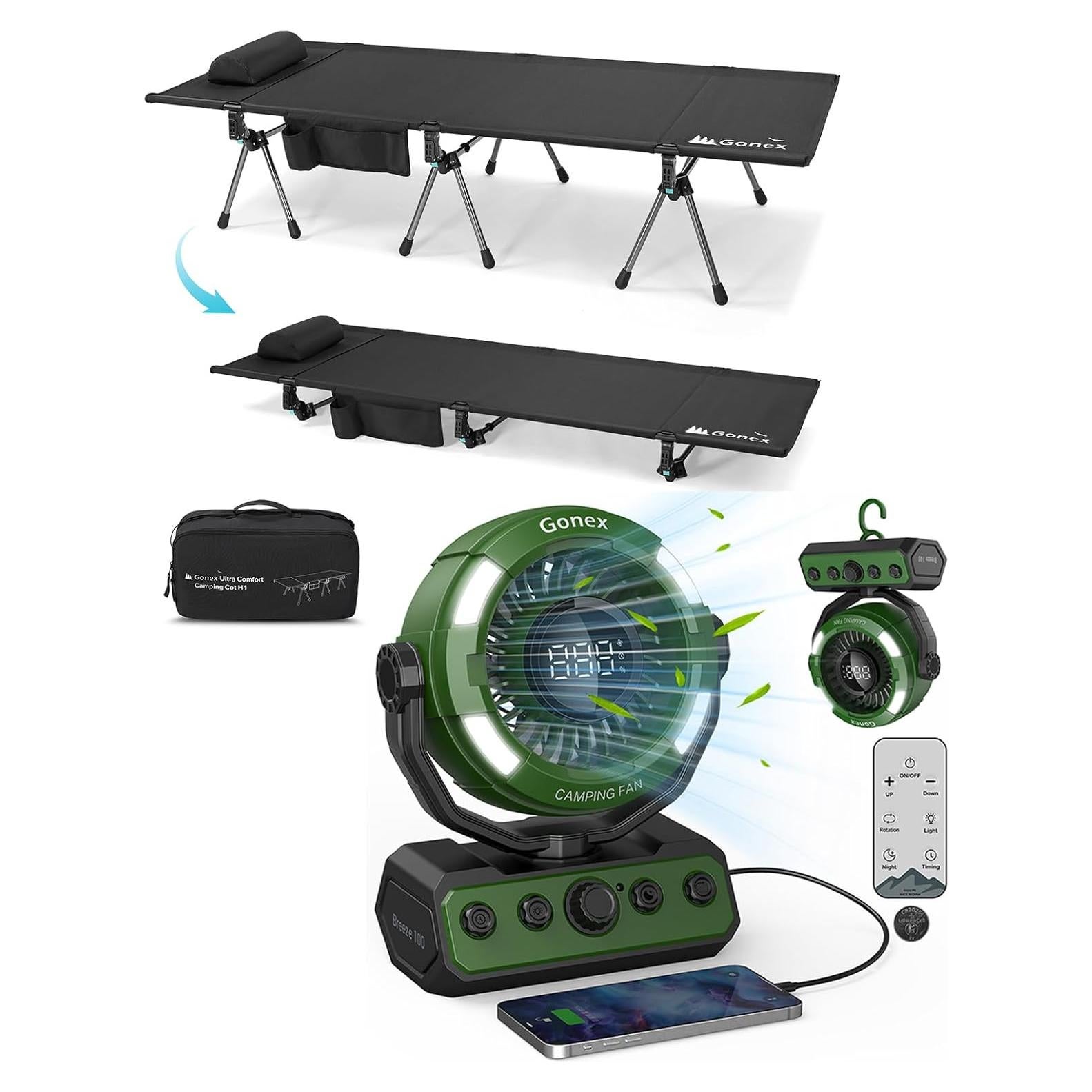 Cama de Camping Gonex con Ventilador Recargable 20000mAh