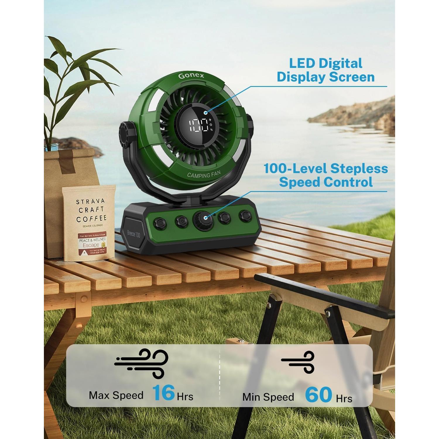 Cama de Camping Gonex con Ventilador Recargable 20000mAh