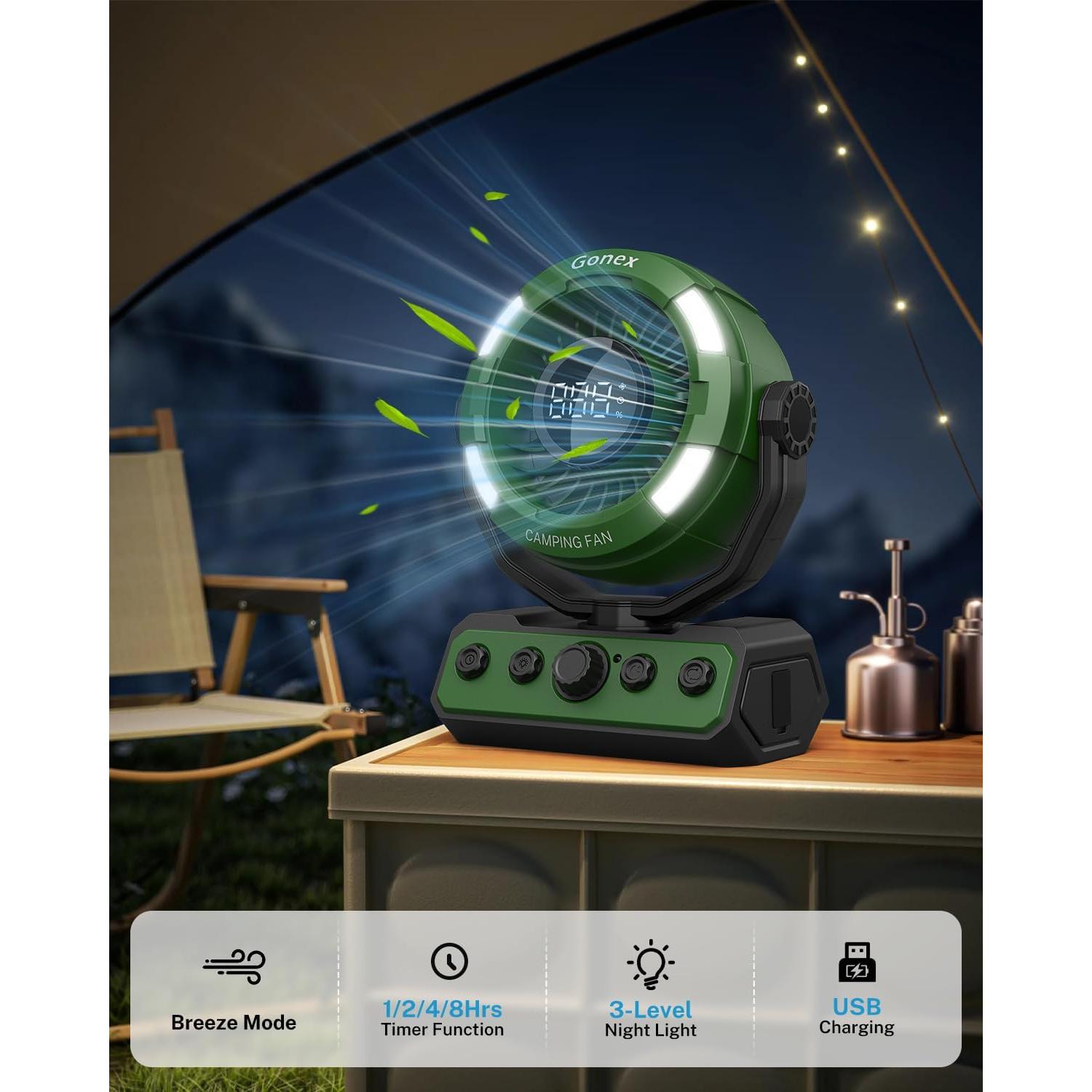 Cama de Camping Gonex con Ventilador Recargable 20000mAh