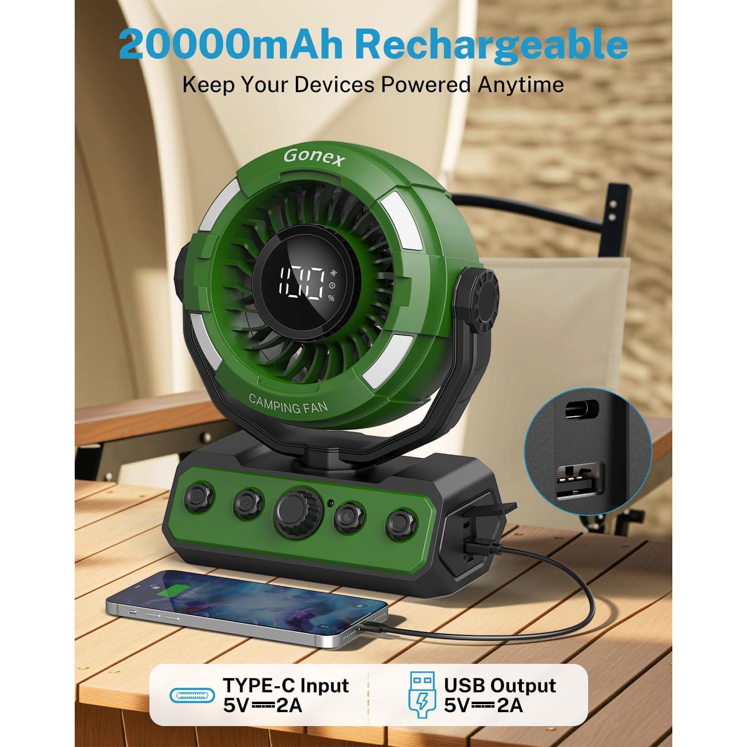 Cama de Camping Gonex con Ventilador Recargable 20000mAh