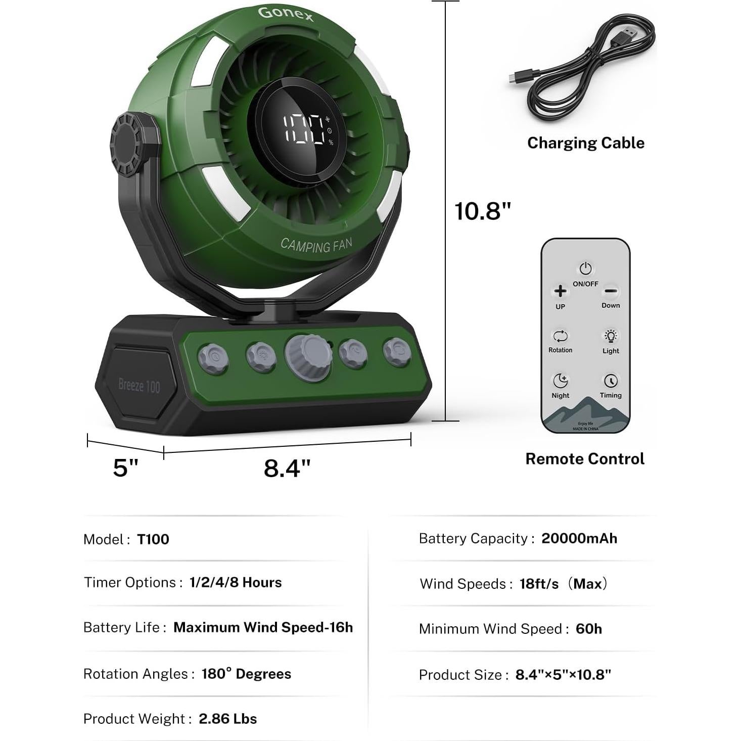 Cama de Camping Gonex con Ventilador Recargable 20000mAh