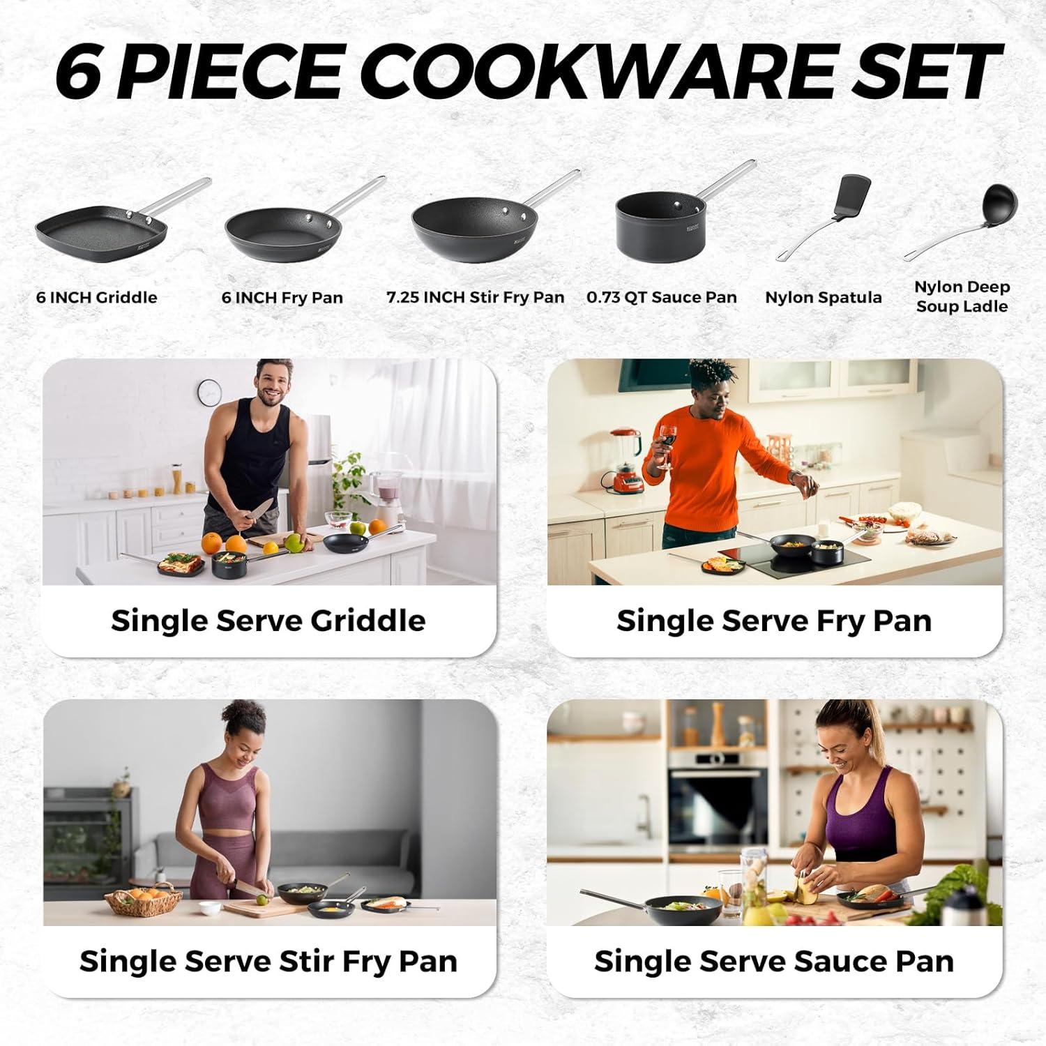 Juego de Sartenes y Ollas Antiadherentes EL ROCK 6 Piezas