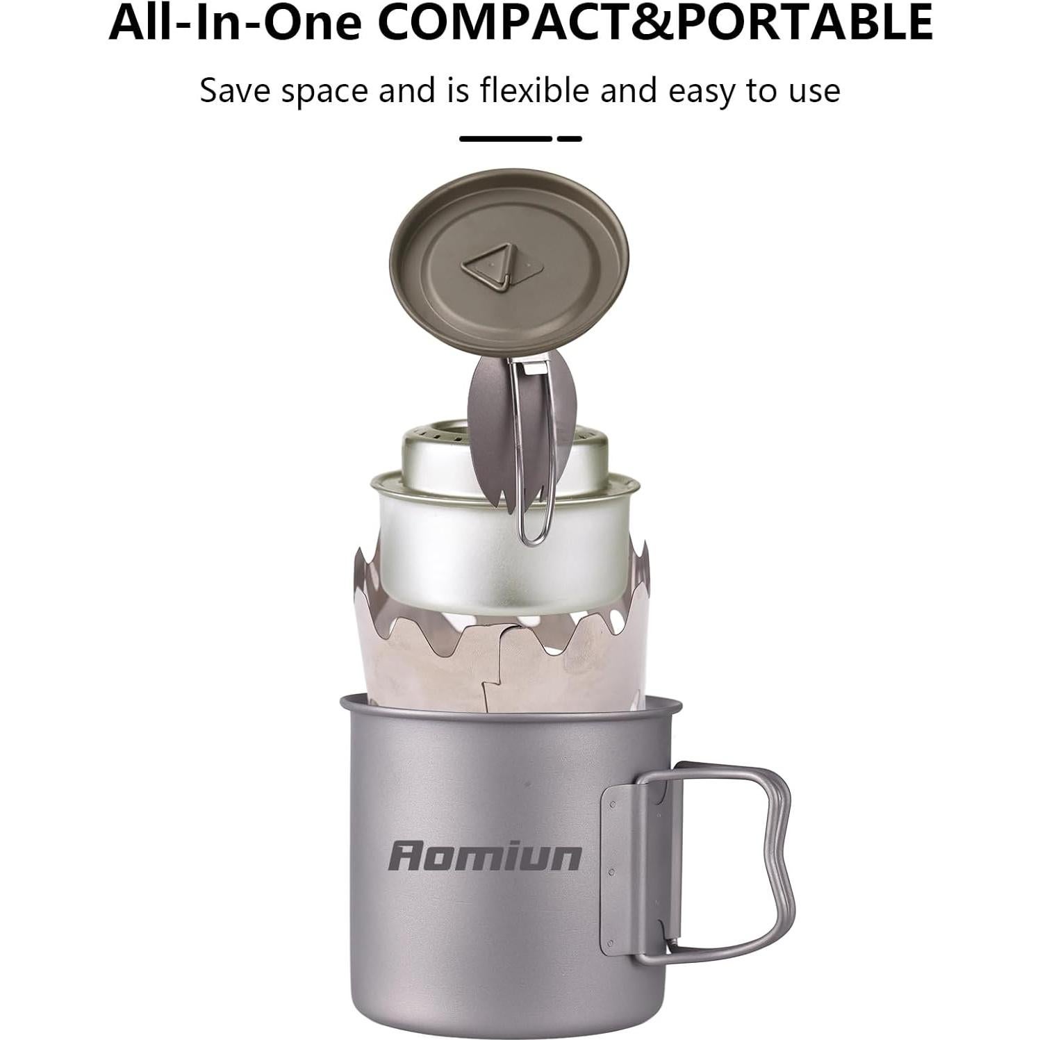 Juego de Utensilios de Cocina Camping Aomiun Titanio 500ml