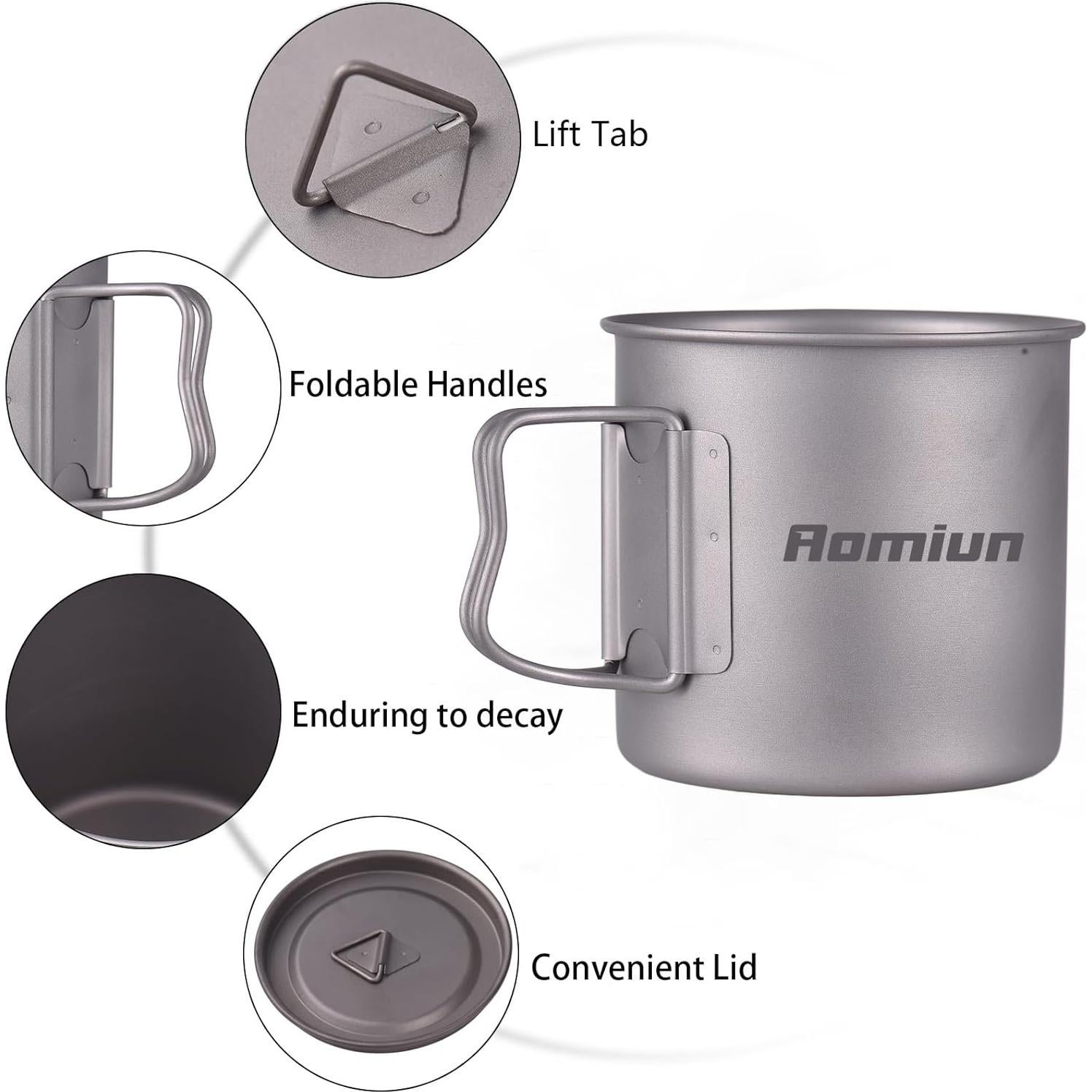 Juego de Utensilios de Cocina Camping Aomiun Titanio 500ml