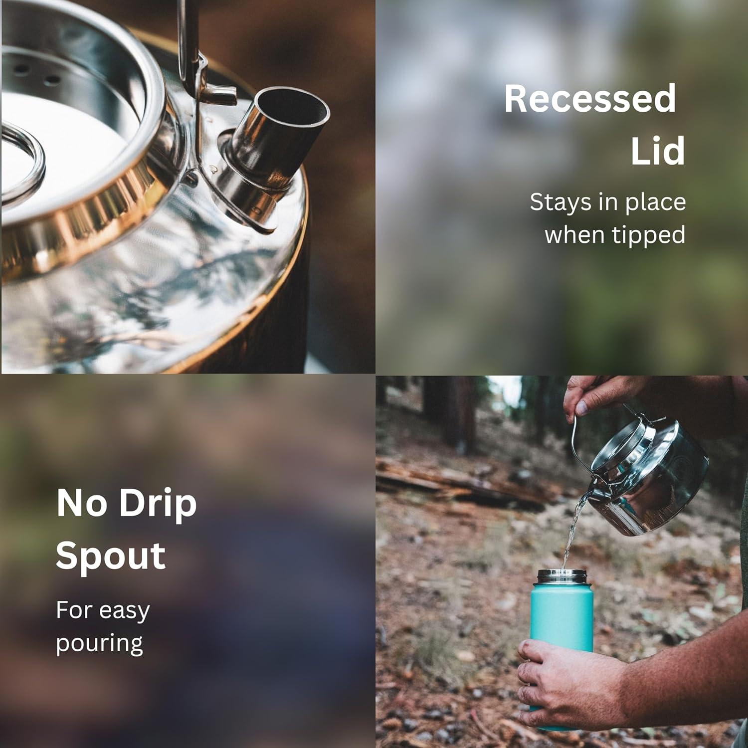 Hervidor de Camping 1.2L Acero Inoxidable 10 A 6 PICKS