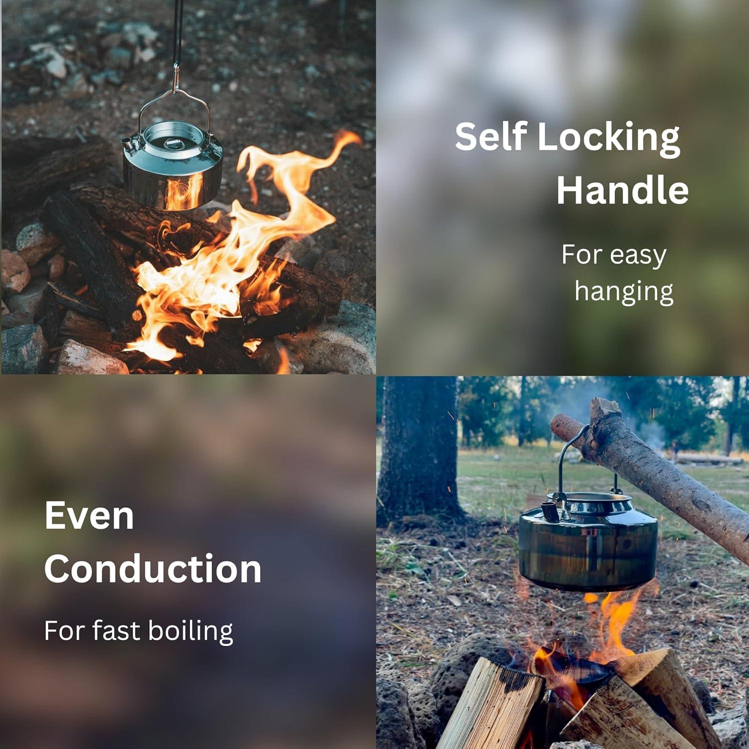 Hervidor de Camping 1.2L Acero Inoxidable 10 A 6 PICKS