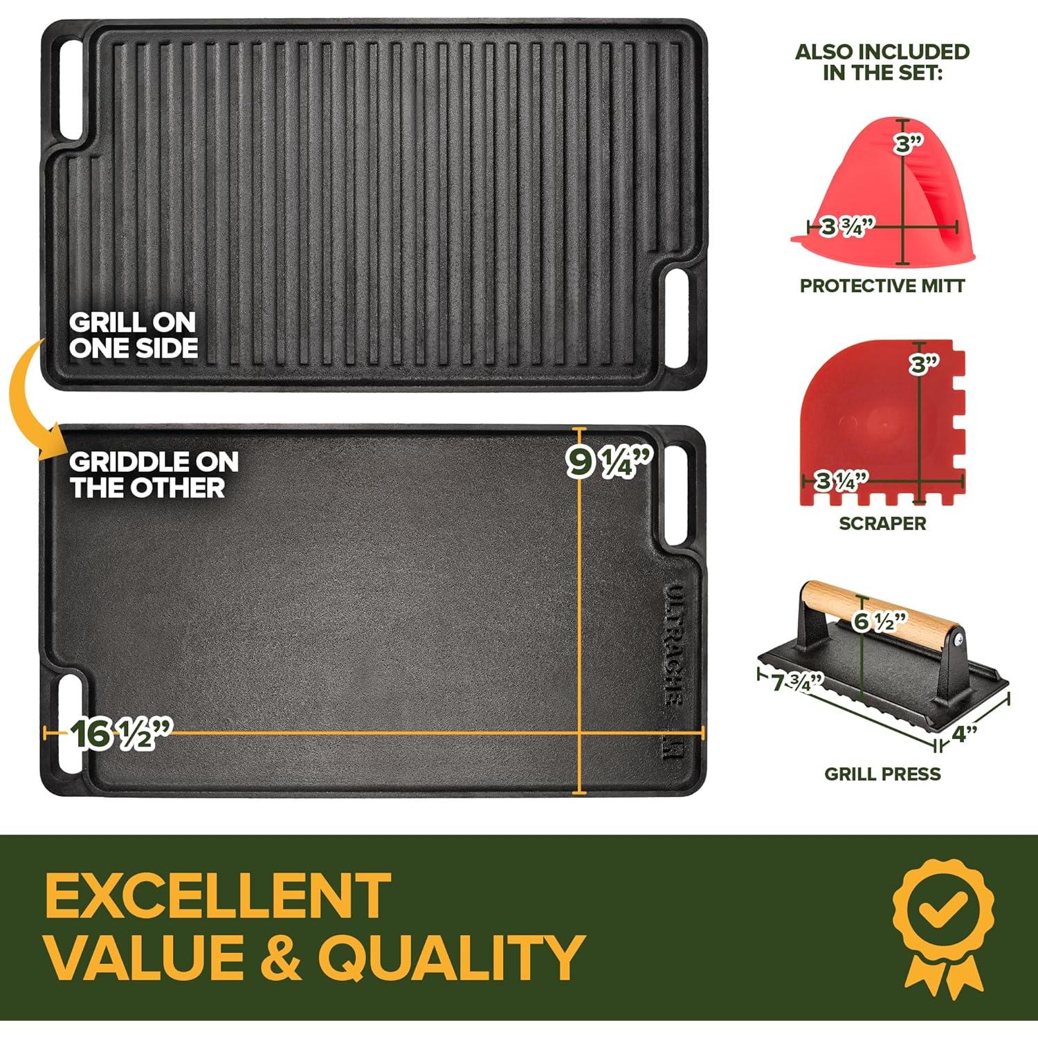 Plancha Reversible de Hierro Fundido Innovaciones Modernas 44.7x25.4cm