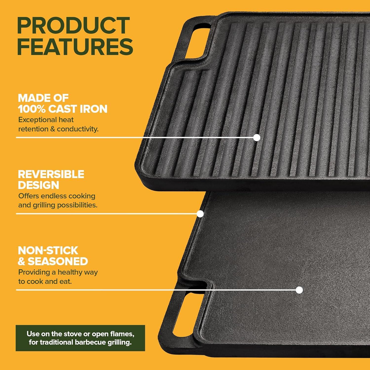 Plancha Reversible de Hierro Fundido Innovaciones Modernas 44.7x25.4cm