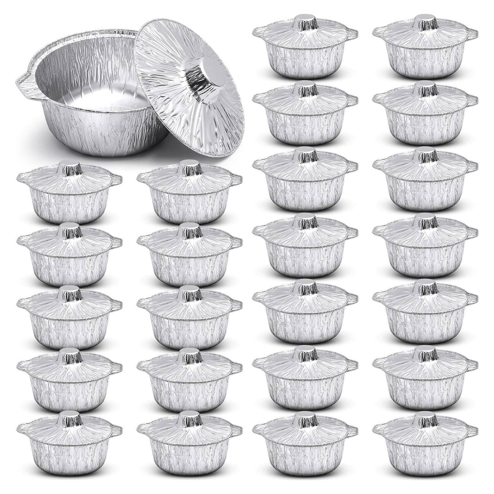 24 Botes de Aluminio Desechables Ziliny 2.2 L con Tapa