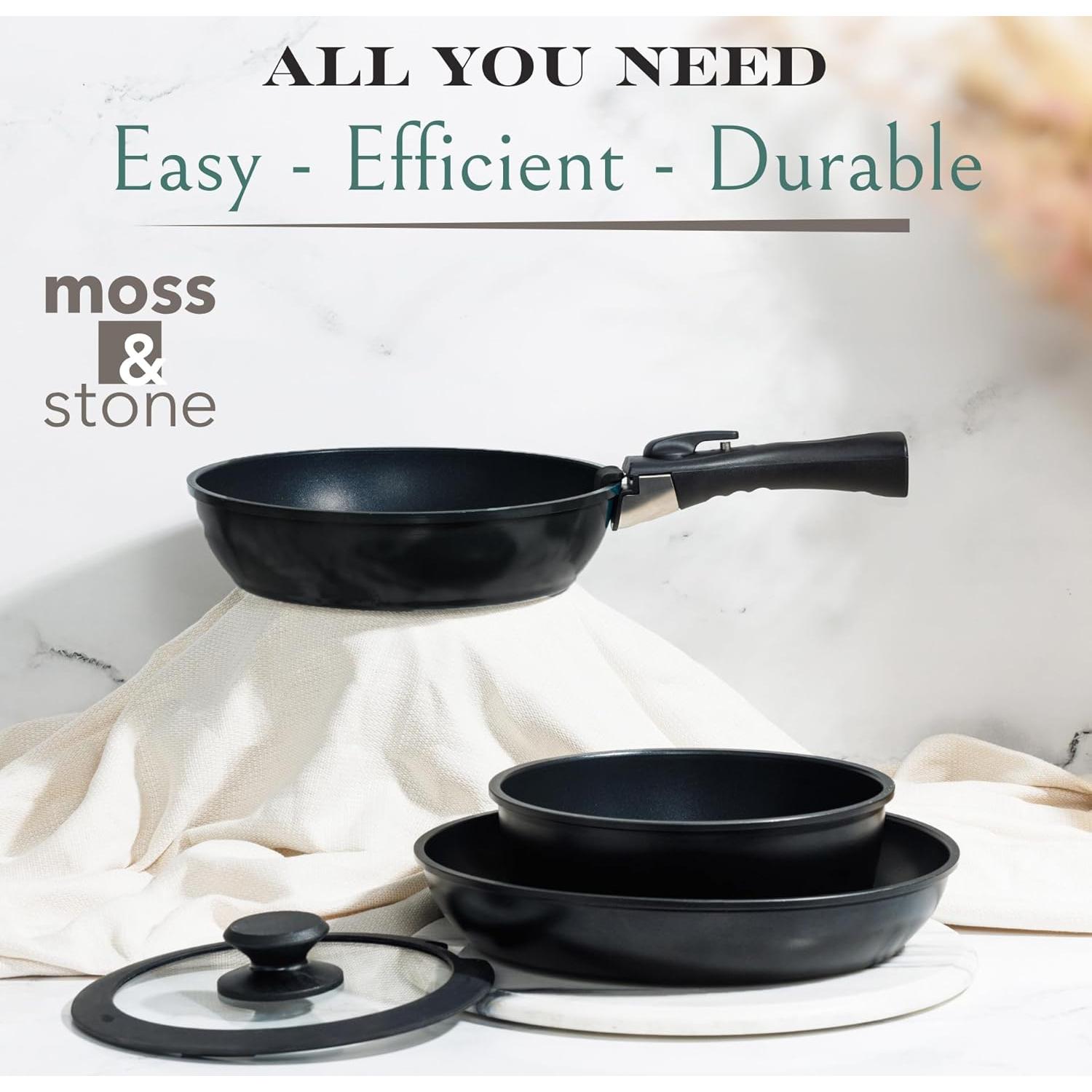 Juego de 10 Piezas de Ollas y Sartenes Moss & Stone Antiadherentes