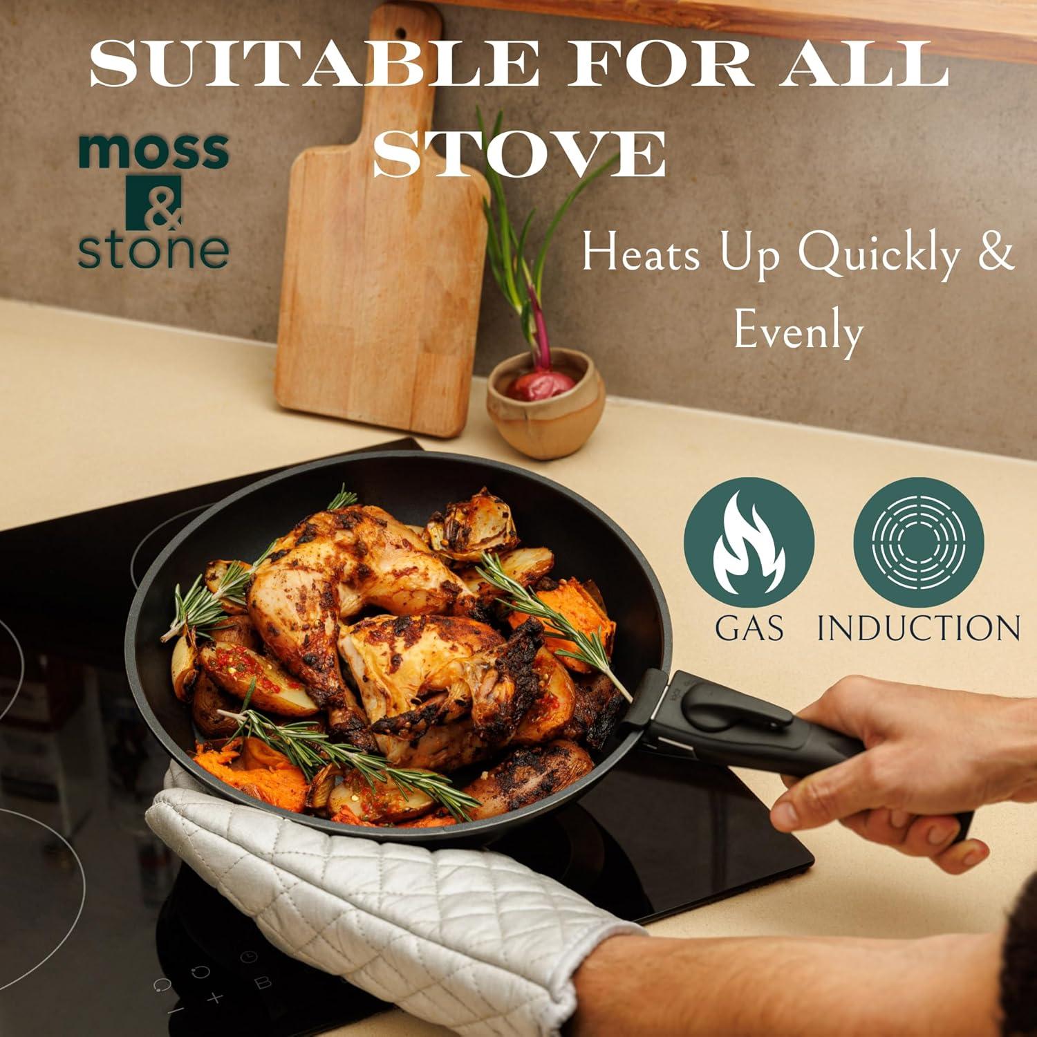 Juego de 10 Piezas de Ollas y Sartenes Moss & Stone Antiadherentes