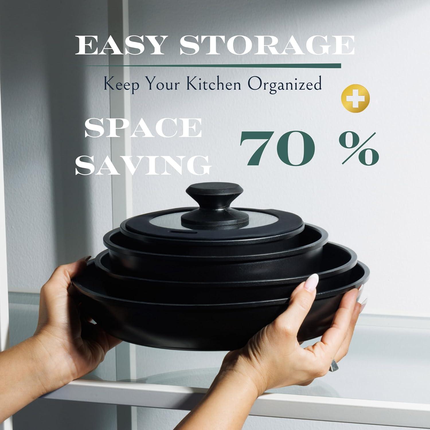 Juego de 10 Piezas de Ollas y Sartenes Moss & Stone Antiadherentes