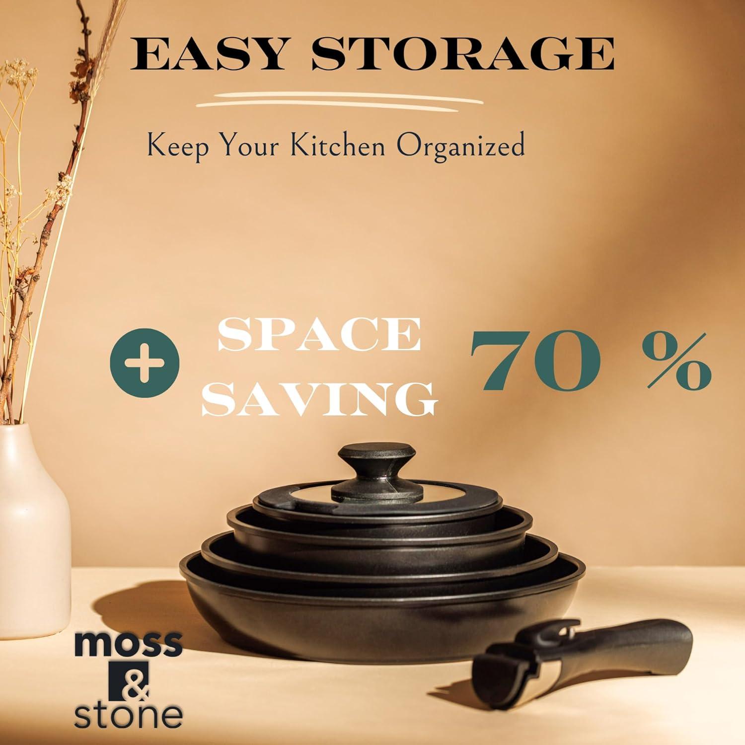 Juego de 10 Piezas de Ollas y Sartenes Moss & Stone Antiadherentes