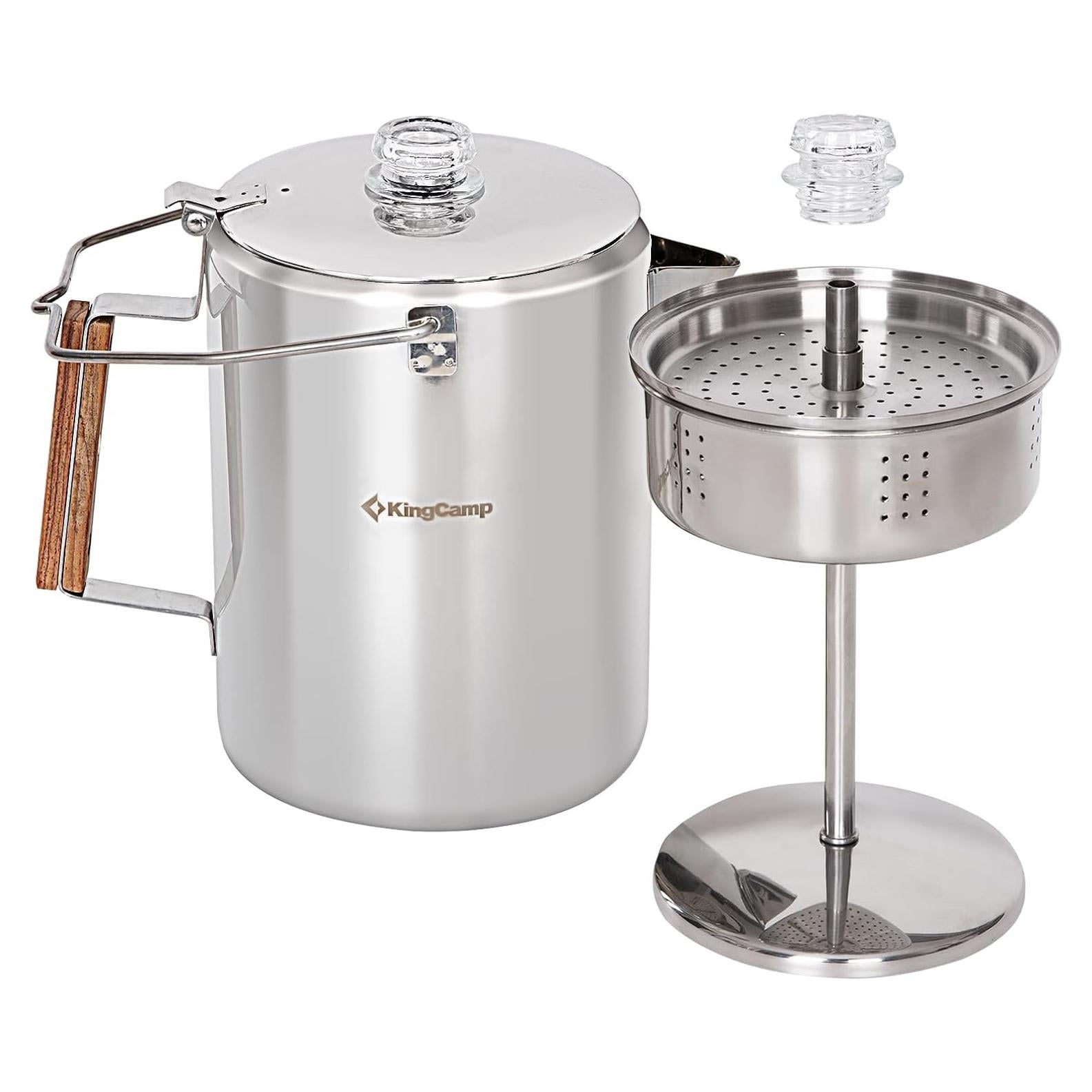 Cafetera Percoladora KingCamp 12 Tazas Acero Inoxidable Camping