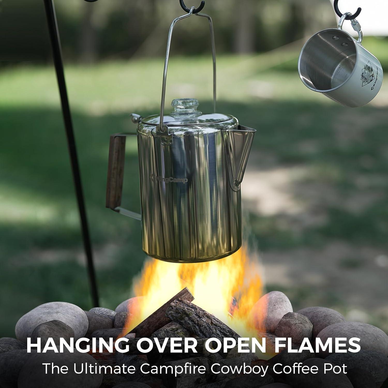 Cafetera Percoladora KingCamp 12 Tazas Acero Inoxidable Camping