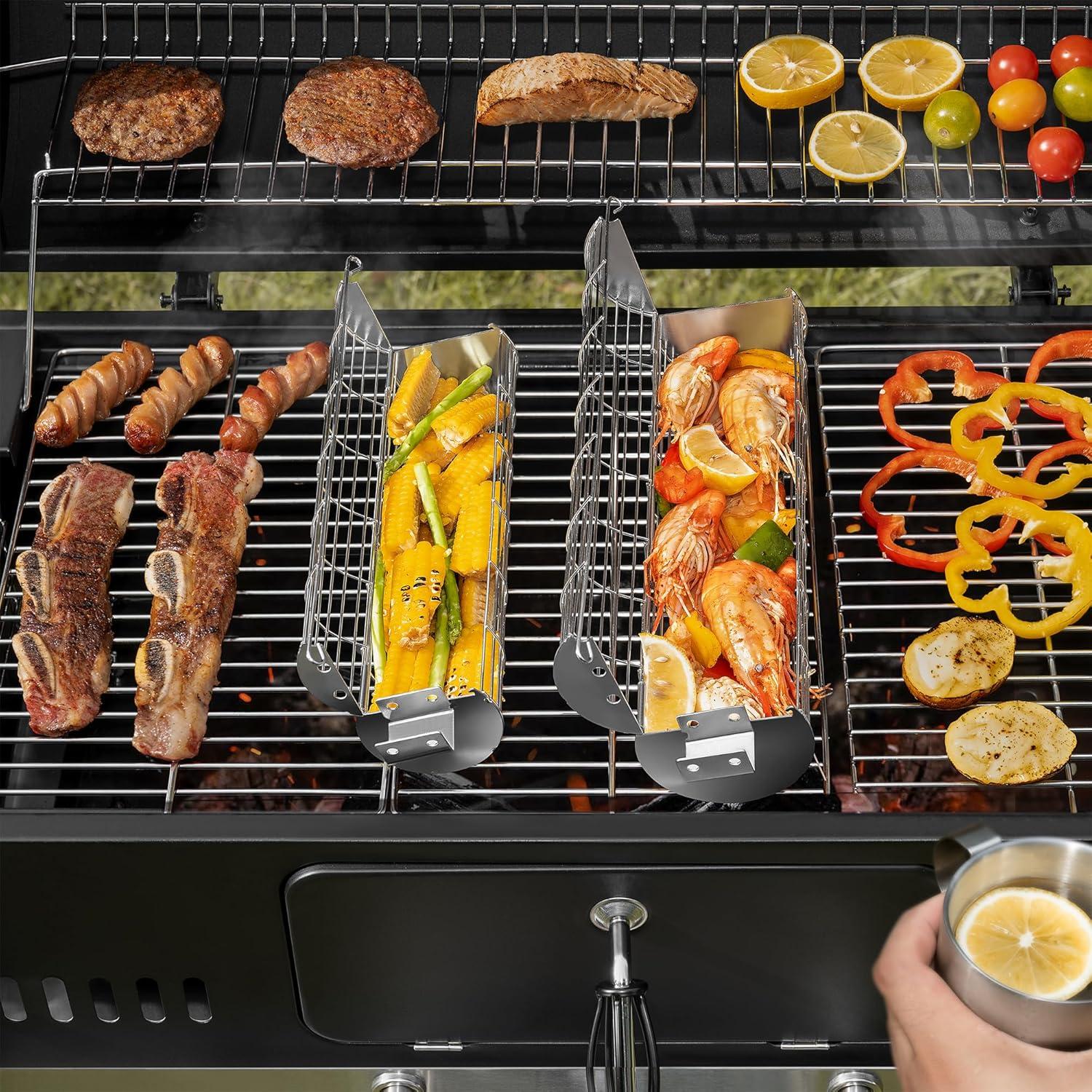 Cesta de Parrilla Rodante SHIZZO 2 Unidades Acero Inoxidable