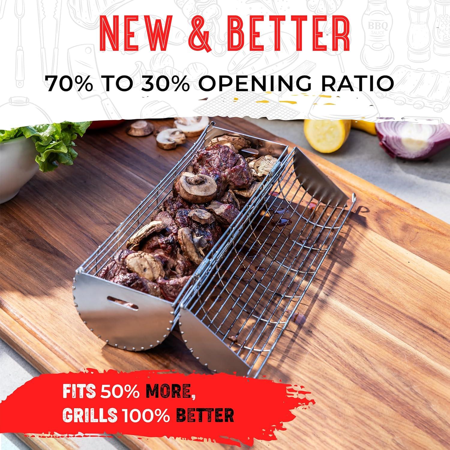 Cesta de Parrilla Rodante SHIZZO 2 Unidades Acero Inoxidable