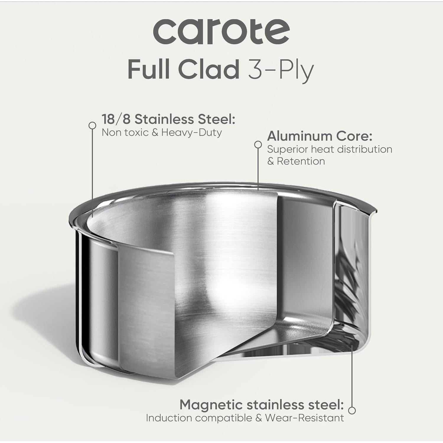 Juego de Utensilios de Cocina CAROTE 10 Piezas Acero Inoxidable