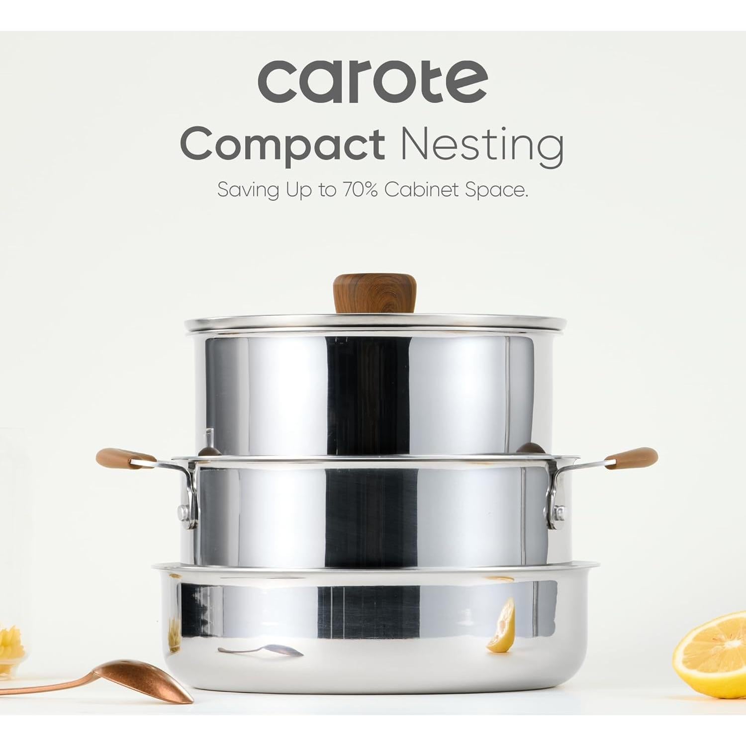 Juego de Utensilios de Cocina CAROTE 10 Piezas Acero Inoxidable