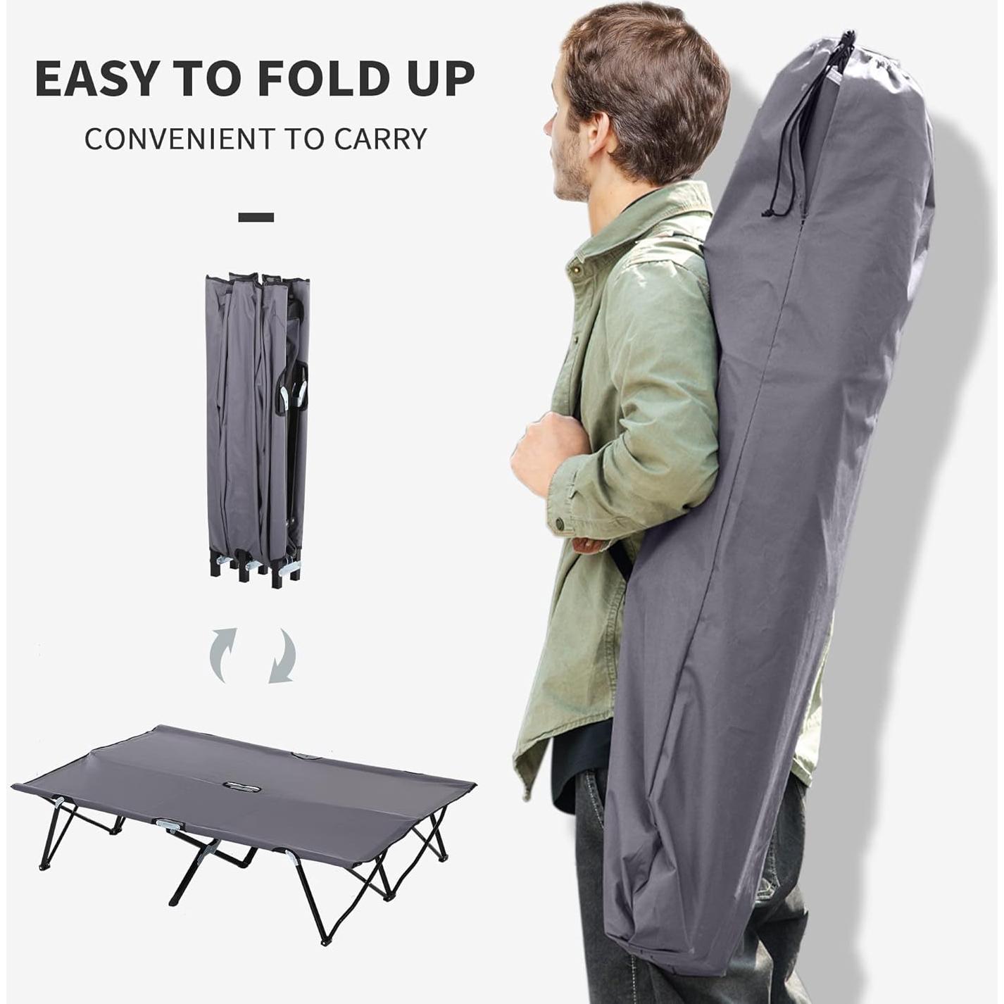 Cama Plegable para 2 Personas Oxford 600D Gris 127 cm