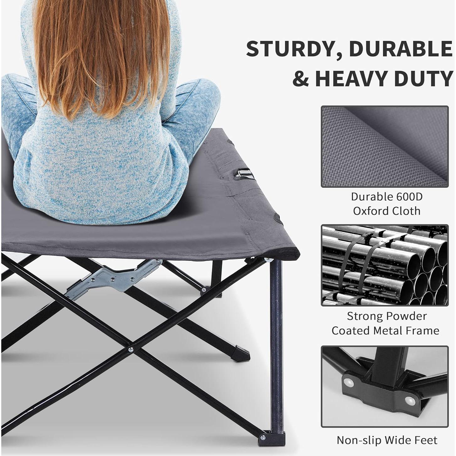 Cama Plegable para 2 Personas Oxford 600D Gris 127 cm