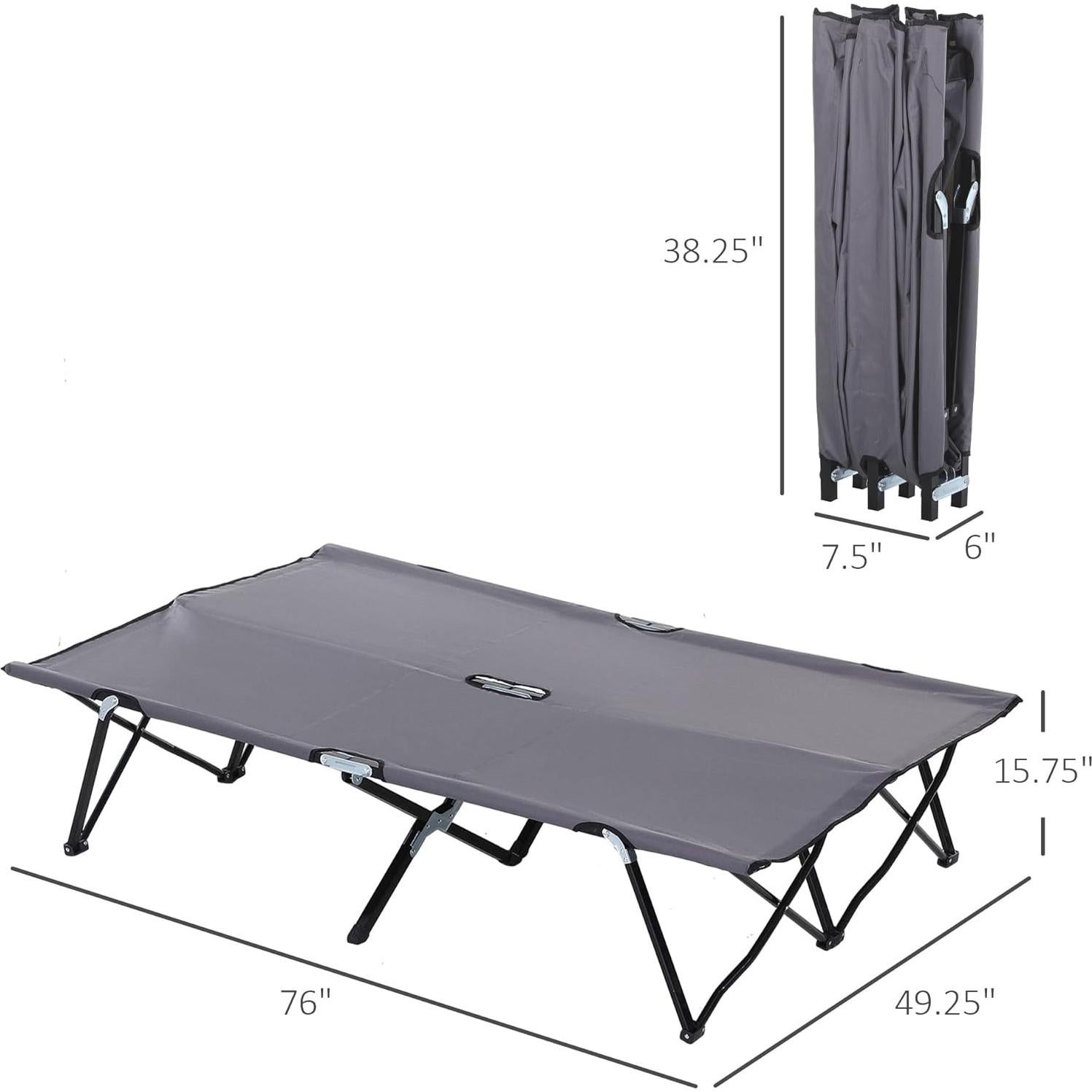 Cama Plegable para 2 Personas Oxford 600D Gris 127 cm