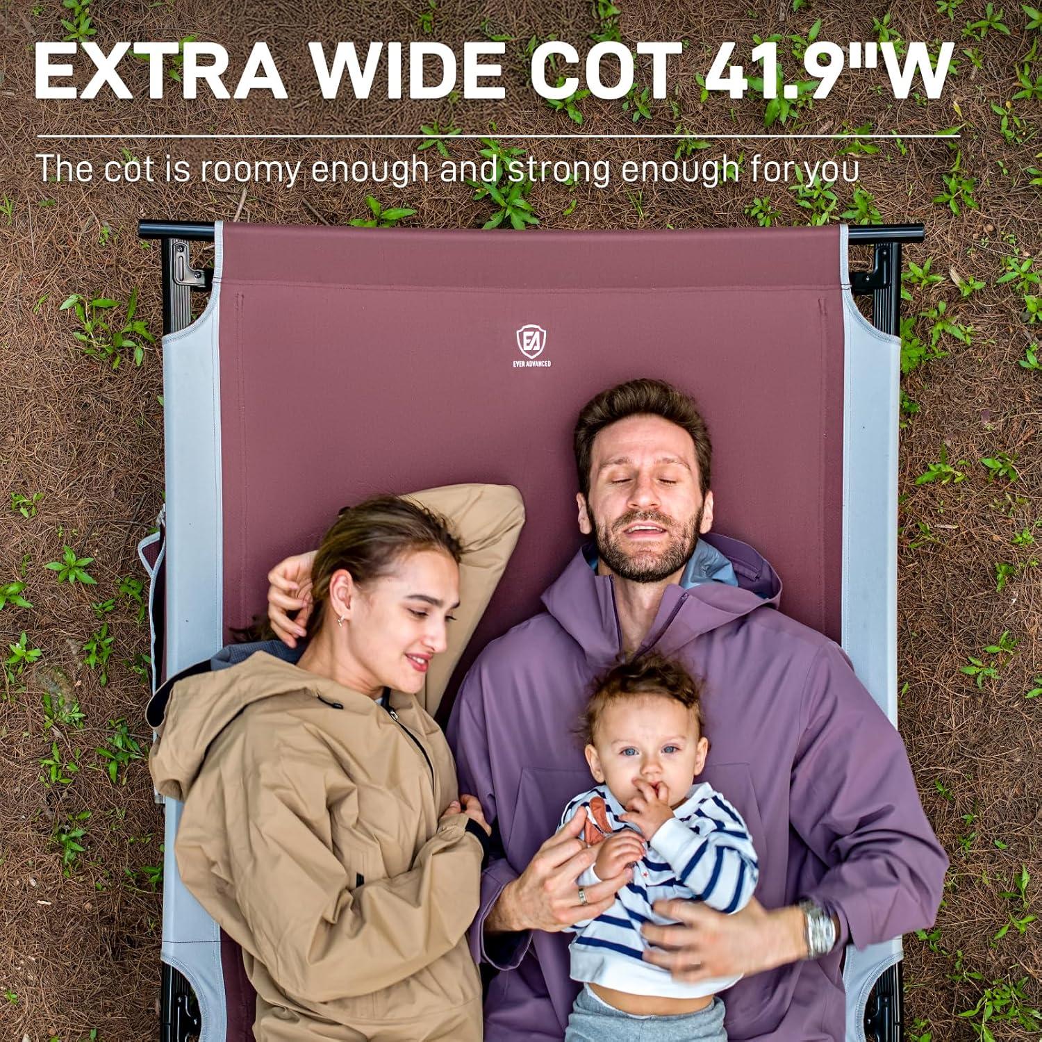 Cama de Camping Extra Ancha EVER ADVANCED Plegable 214x106 cm