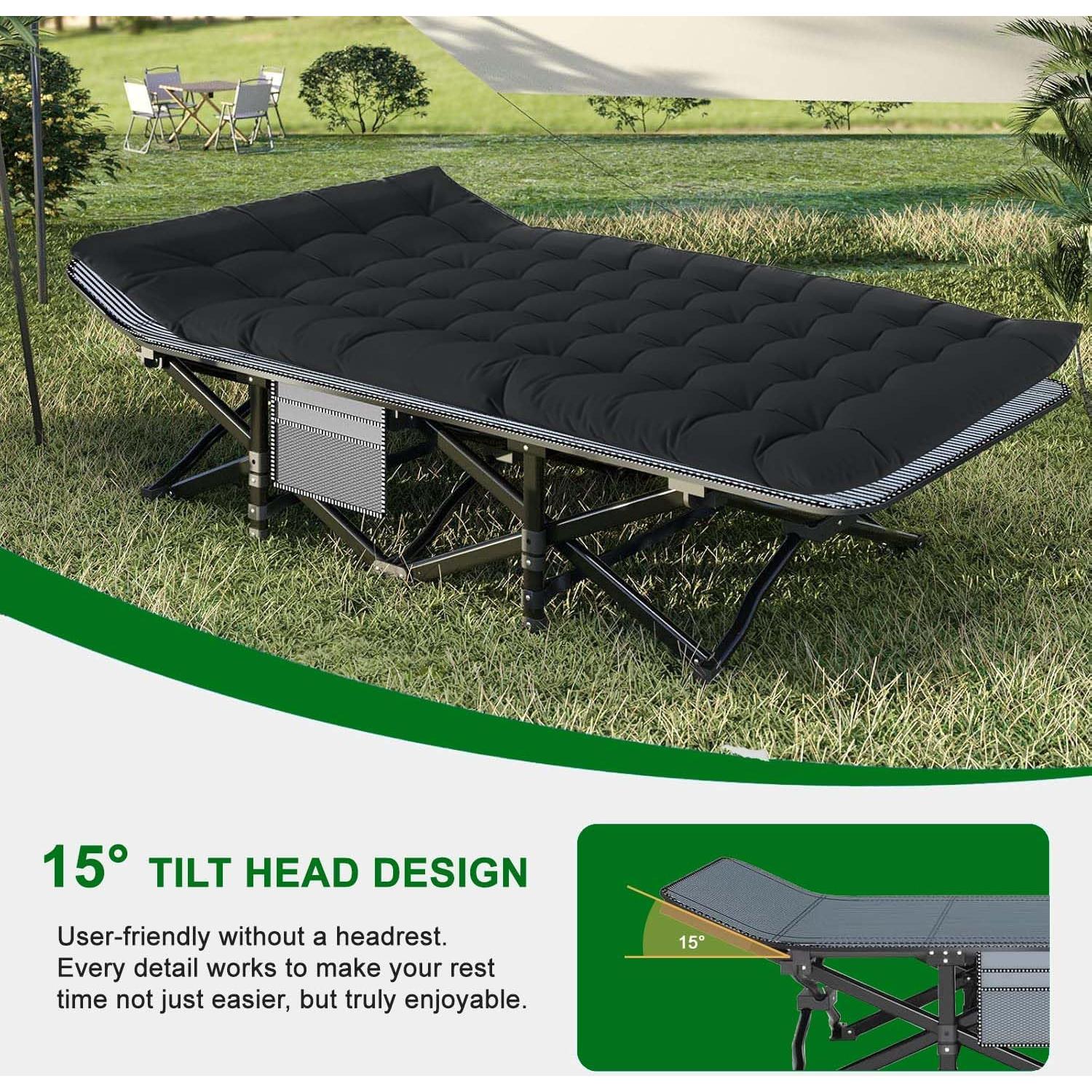 Cama de Camping Plegable XL Genérico con Colchón Grueso 190.5x71.1 cm