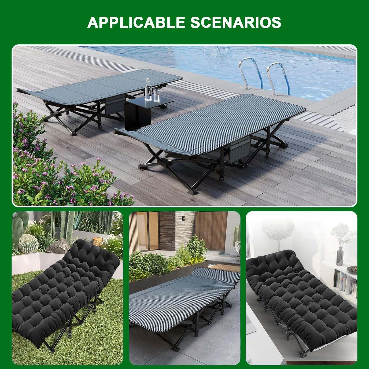 Cama de Camping Plegable XL Genérico con Colchón Grueso 190.5x71.1 cm