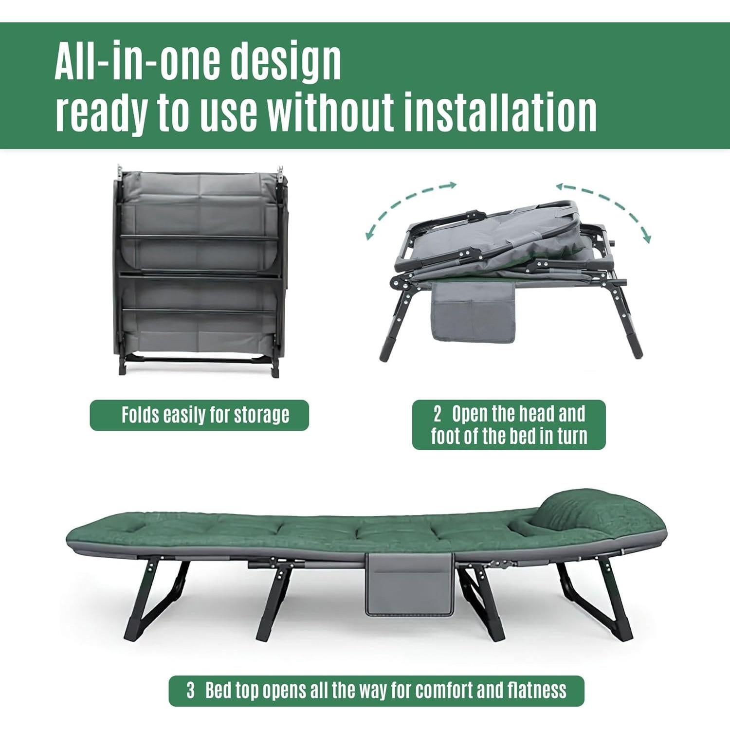 Cama Plegable Portátil SunSettler Grande con Colchón