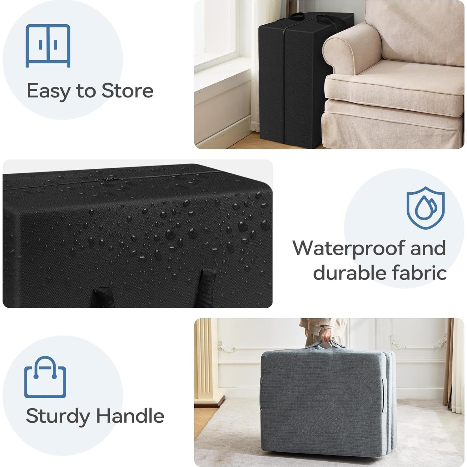 Colchón Plegable BDEUS Espuma Viscoelástica 10 cm Cama Individual