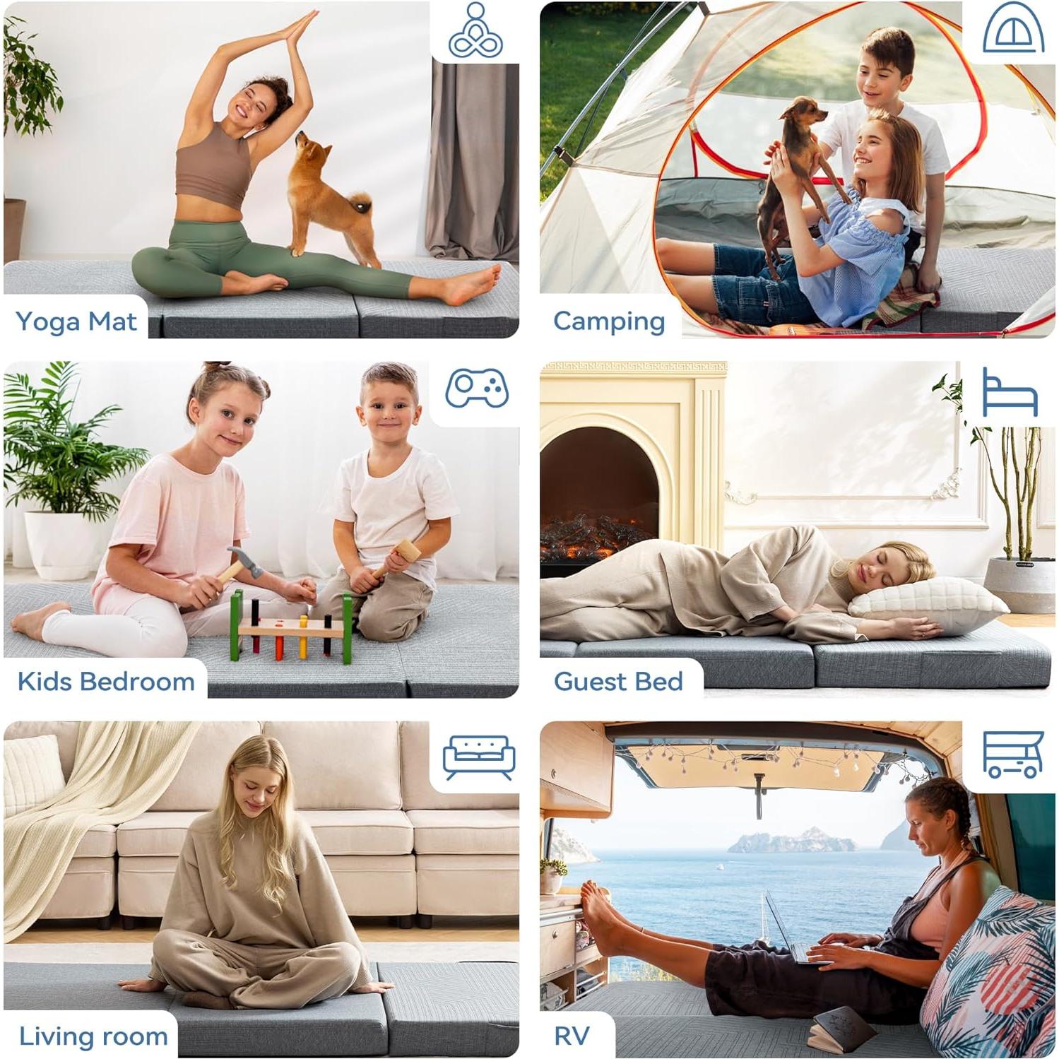 Colchón Plegable BDEUS Espuma Viscoelástica 10 cm Cama Individual