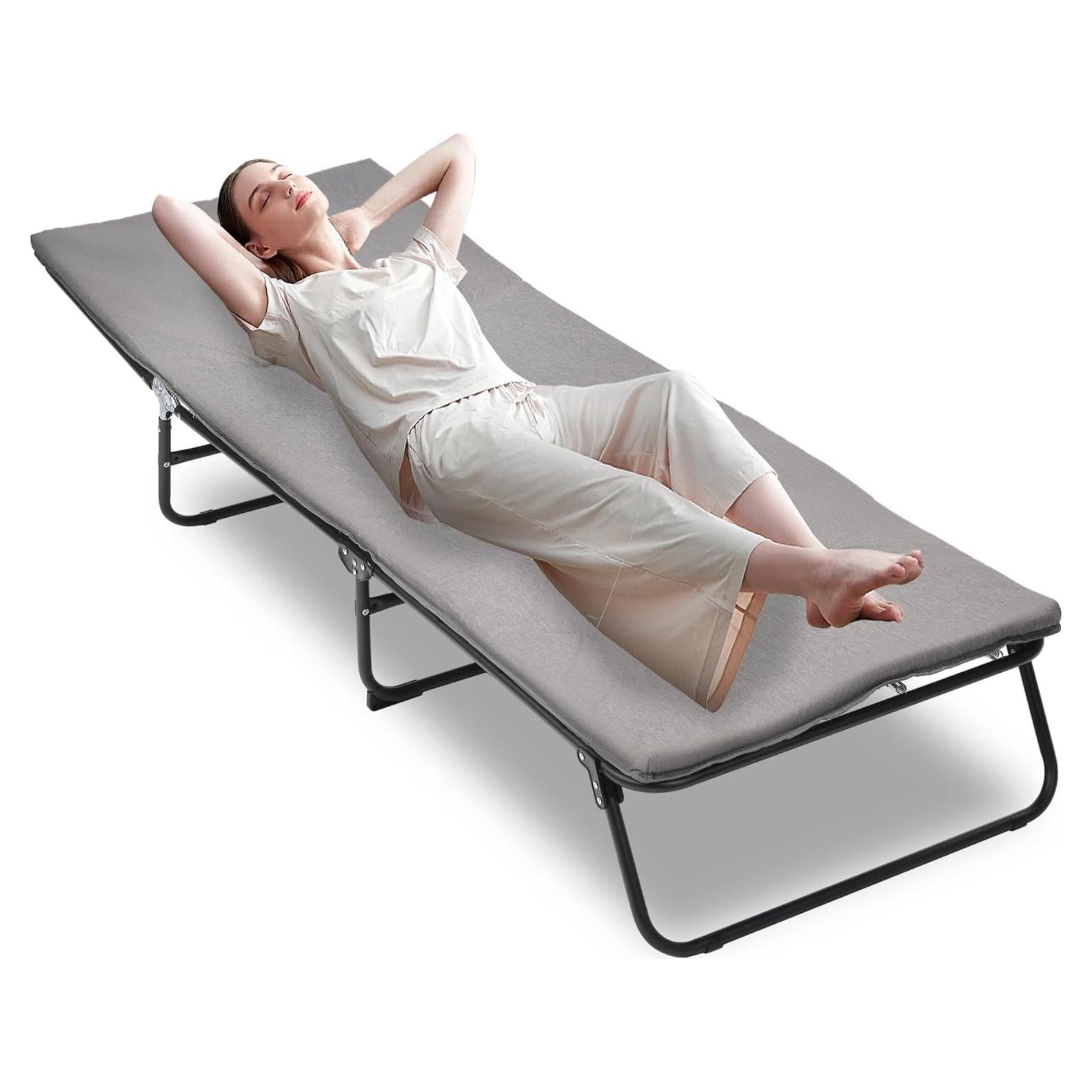 Cama Plegable Camping FUCIHOMA Gris 1200D Ajustable 5 Ángulos