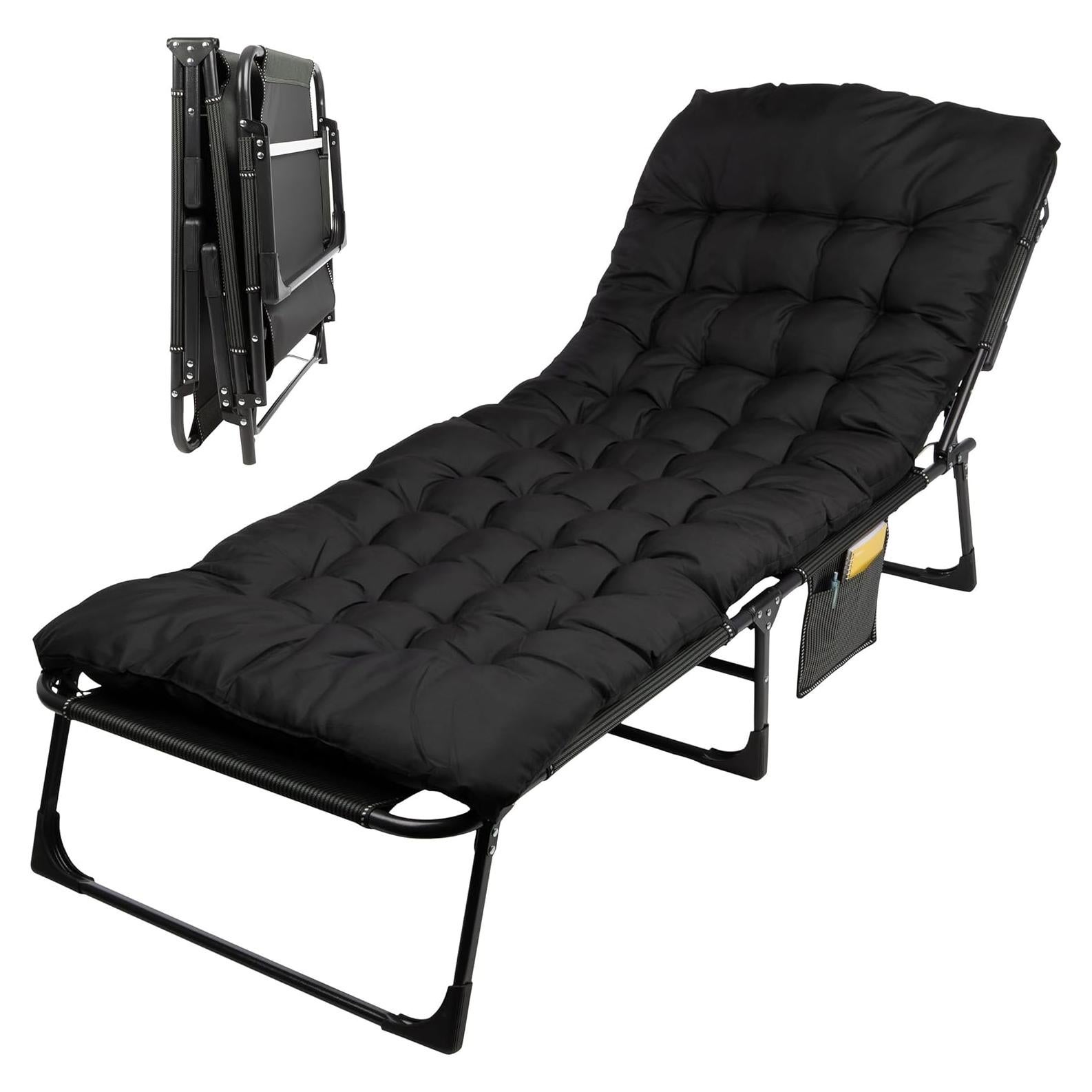 Cama Plegable con Colchón Wakeman para Adultos 200kg Negra
