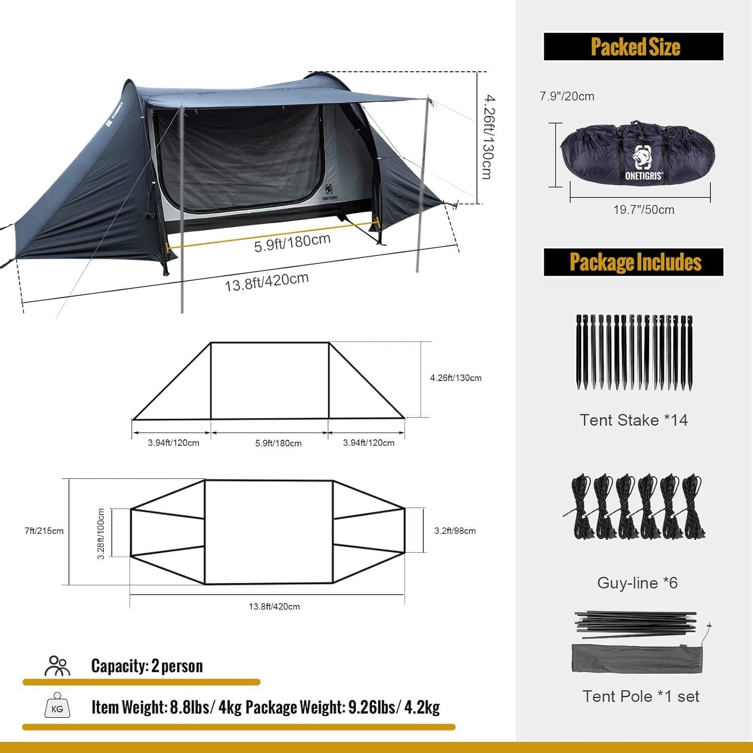 Tienda de Camping OneTigris 4 Estaciones + Cama Plegable